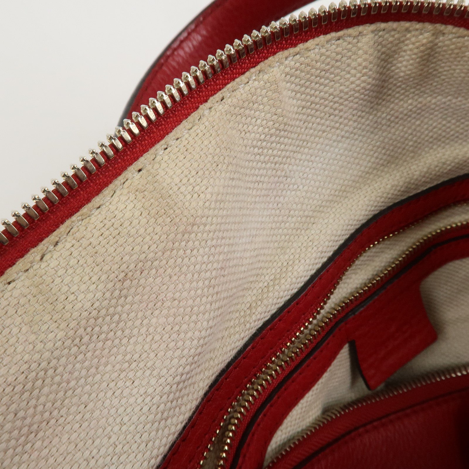 GUCCI SOHO Interlocking G Leather Boston Bag Hand Bag Red 282302