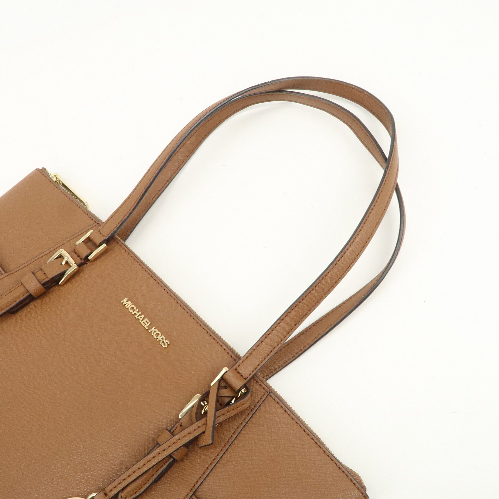 MICHAEL KORS Leather Tote Bag Shoulder Bag Brown Gold