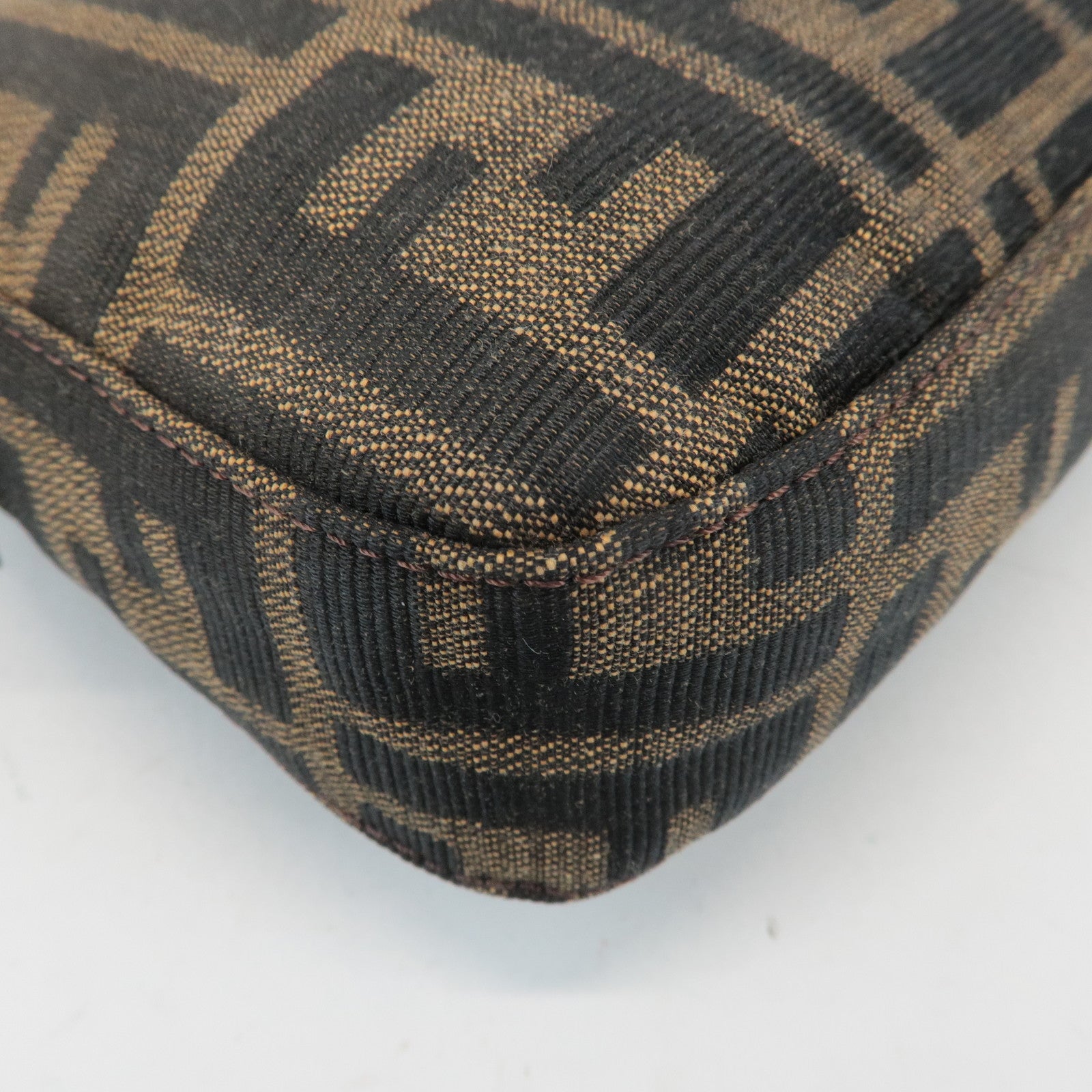 FENDI Zucca Mamma Baguette Canvas Shoulder Bag 26424 Brown Black Used