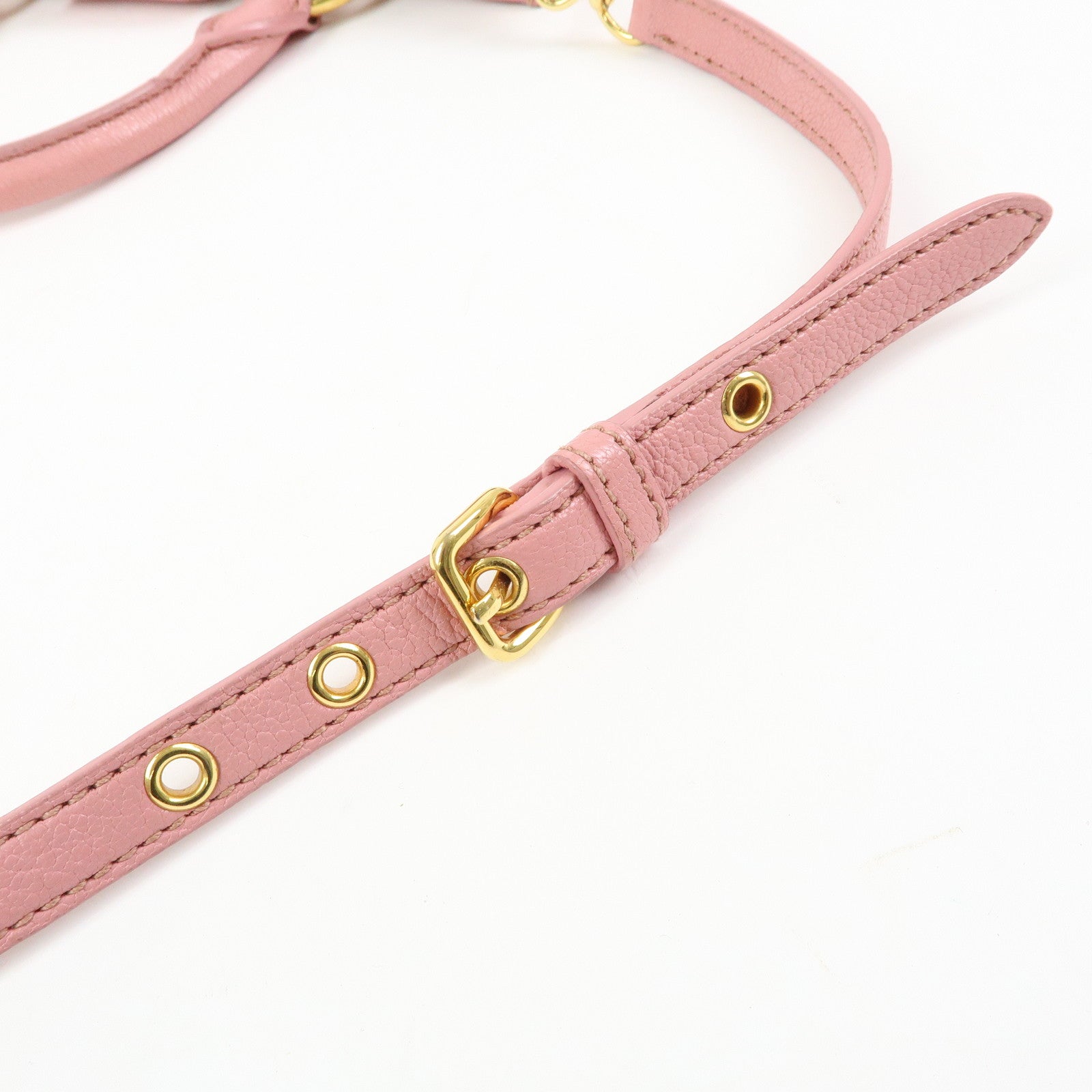 MIU MIU Logo Madras Leather 2Way Hand Shoulder Bag Pink RN0799