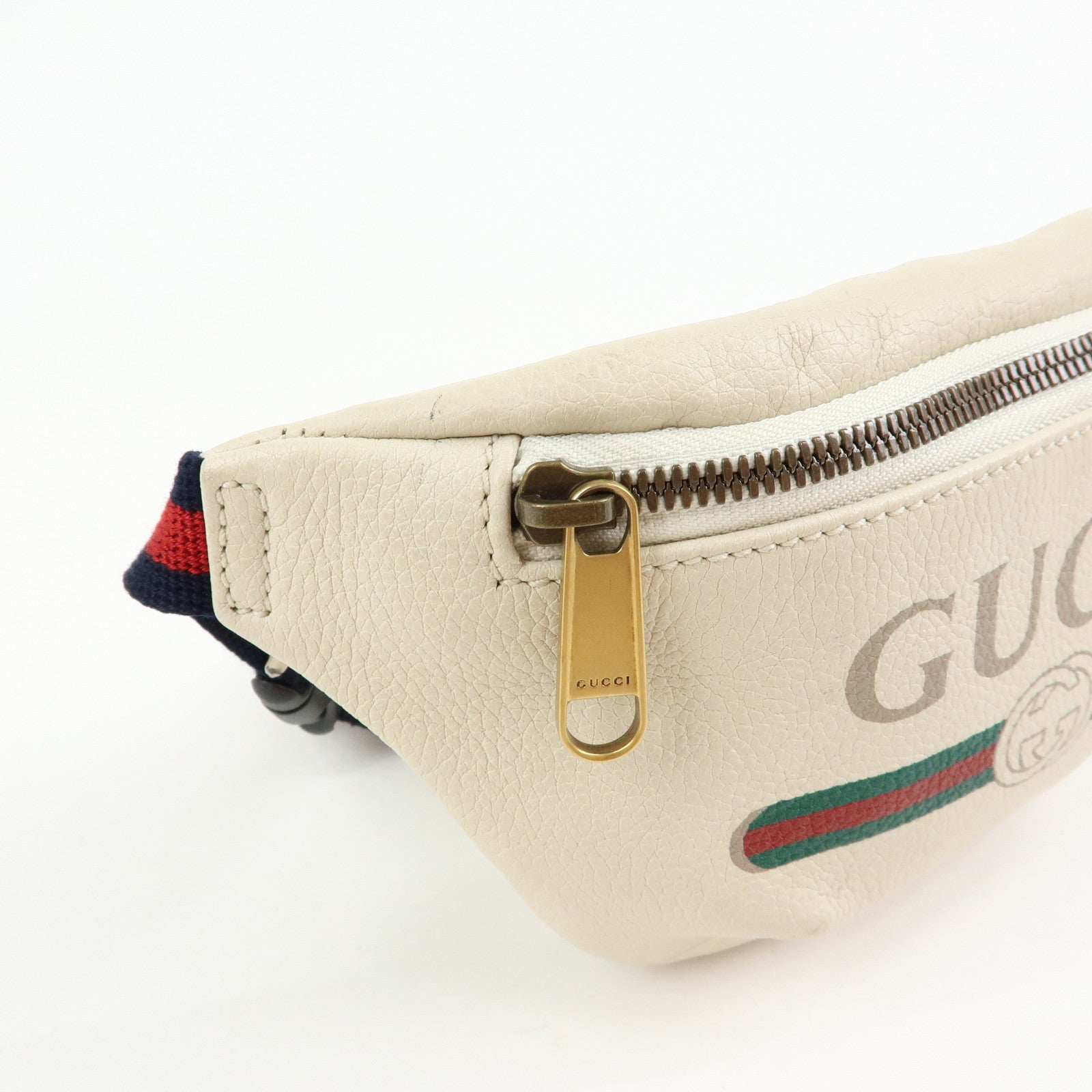 GUCCI Sherry Vintage Logo Leather Waist Pouch Body Bag Ivory 527792