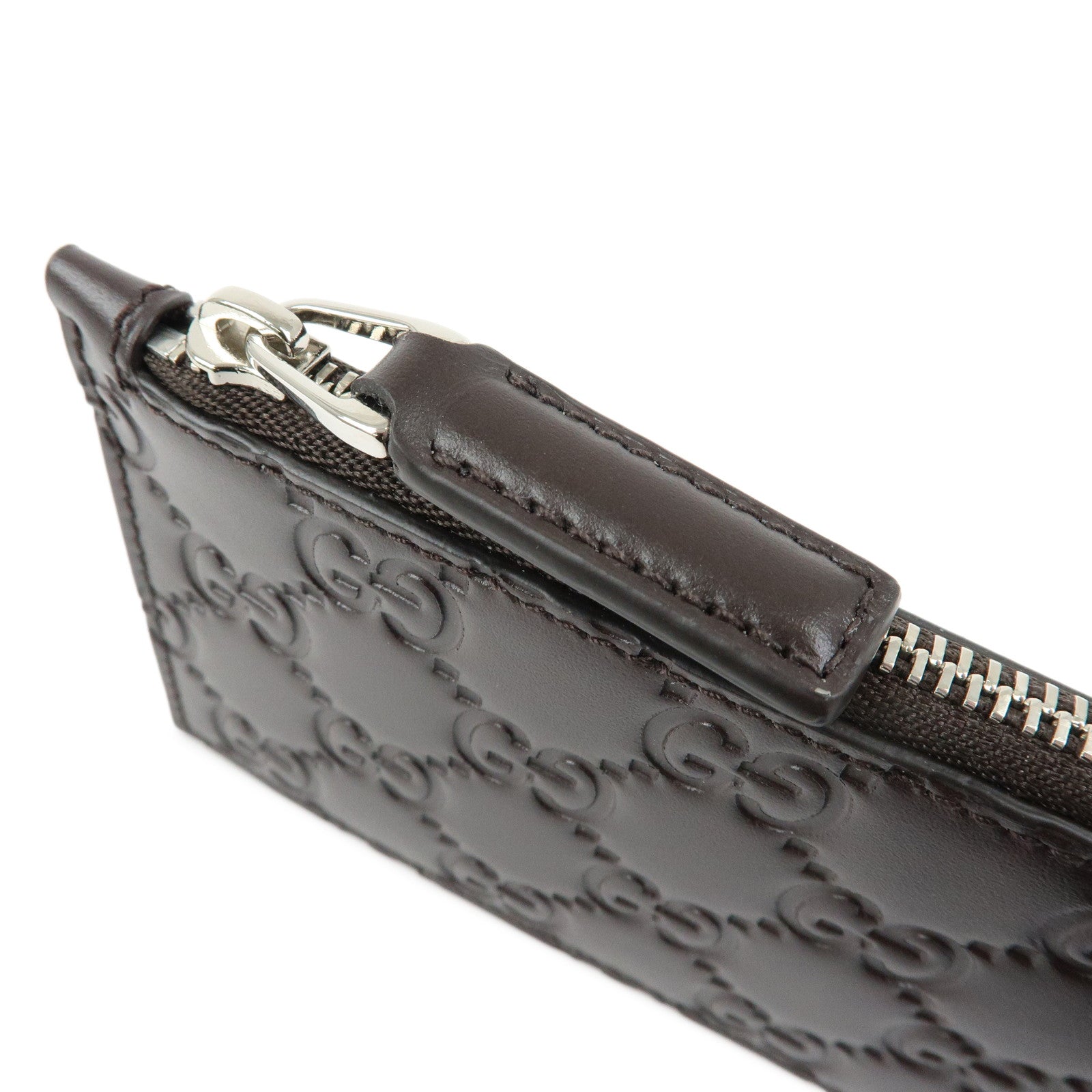 GUCCI Guccissima Leather Flagment Case Coin Card Case Brown 779876