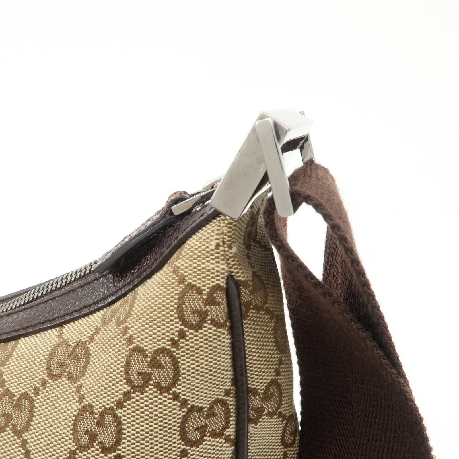 GUCCI GG Canvas Leather Shoulder Bag Beige Brown 122790