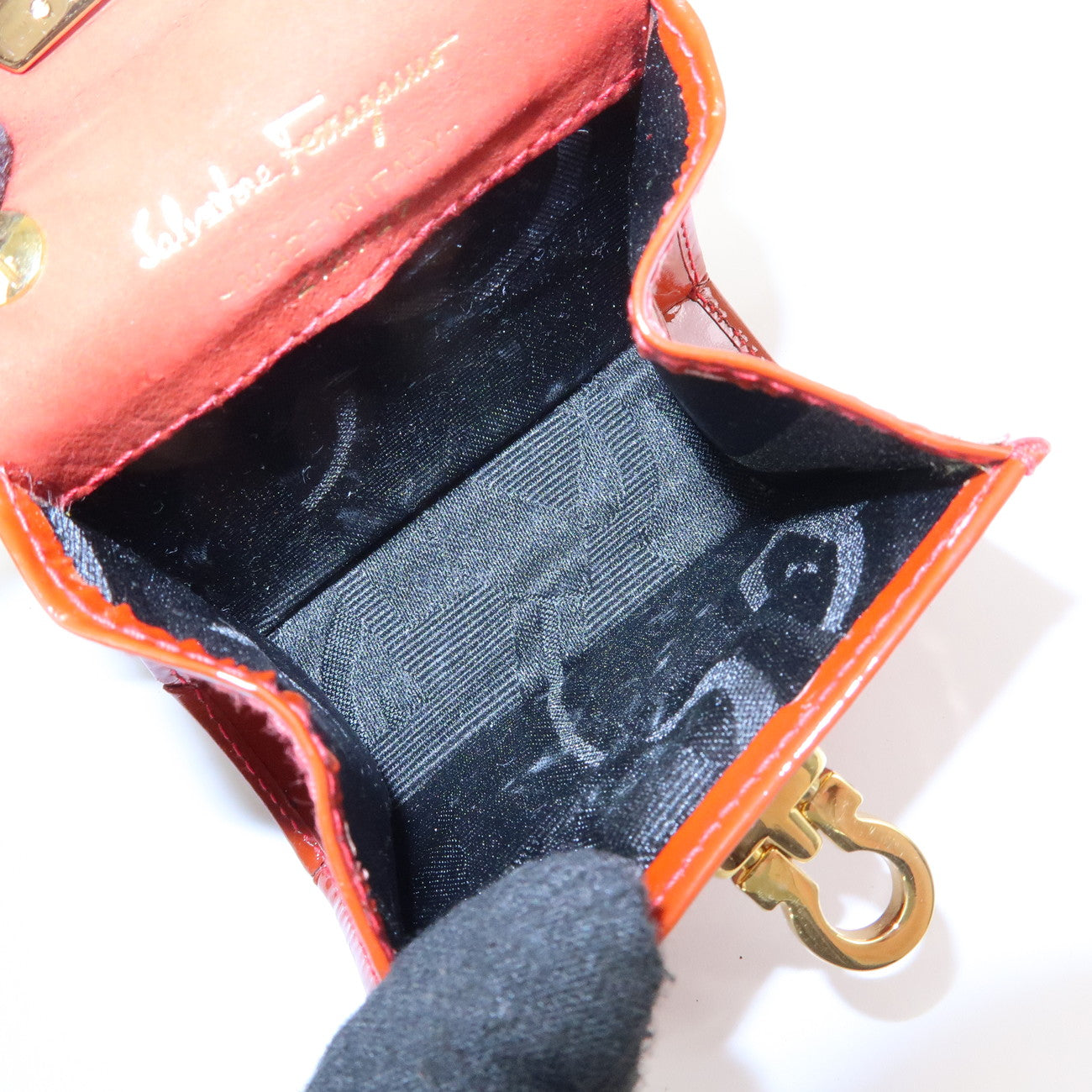 Ferragamo Gancini Patent Leather Chain Shoulder Crossbody Bag Red