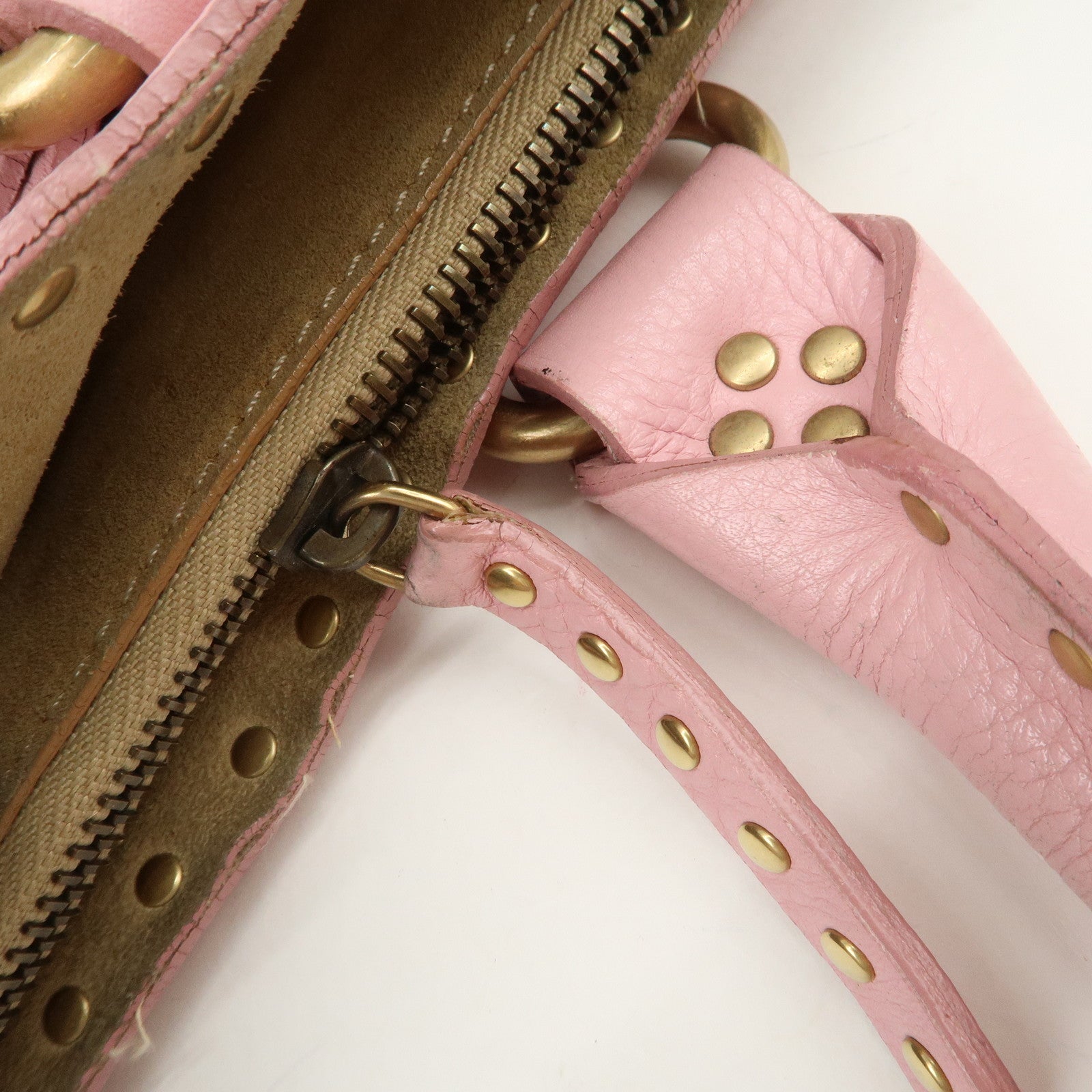 CELINE Leather Boogie Bag Hand Bag Tote Bag Pink