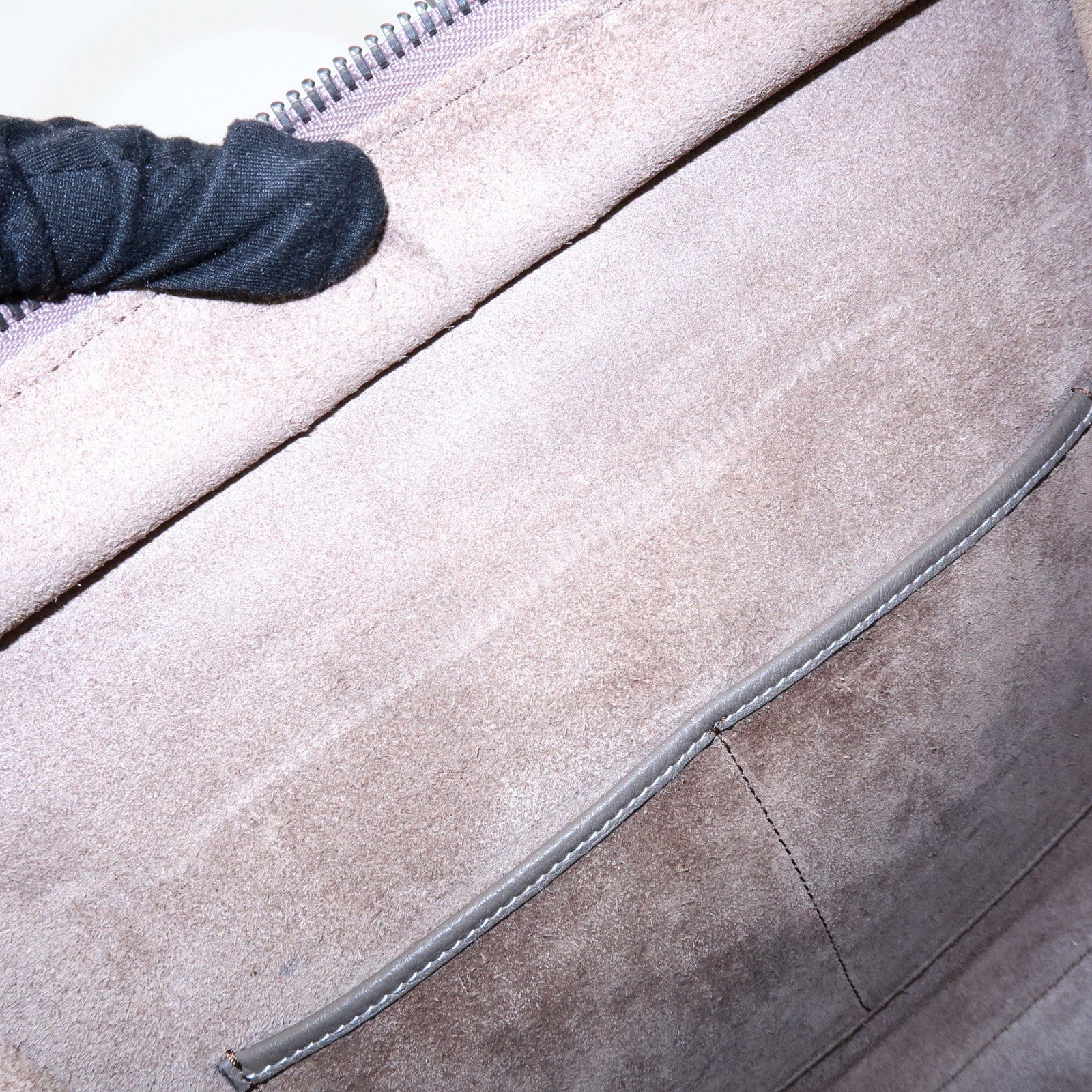 CELINE Luggage Micro Shopper Calf Leather Hand Bag Gray