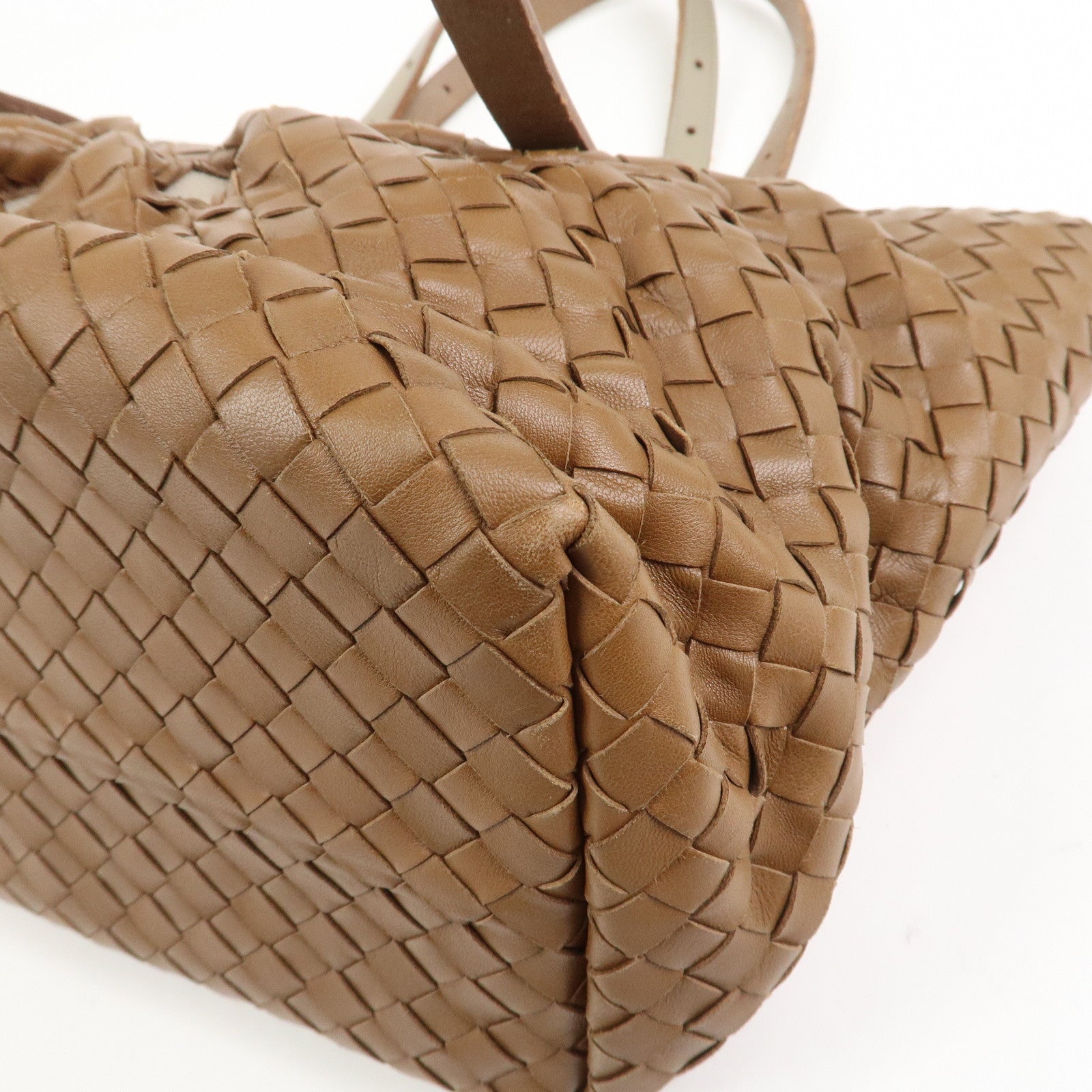 BOTTEGA VENETA Intrecciato Leather Tote Bag Shoulder Bag Brown