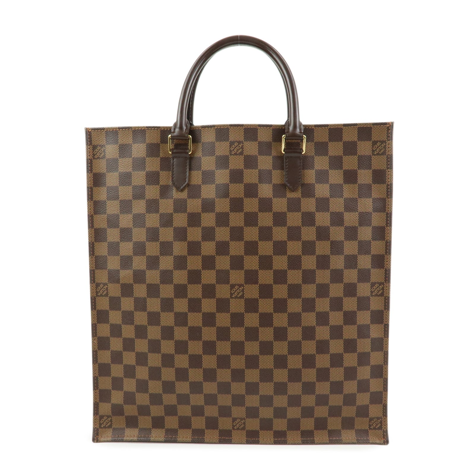 Louis Vuitton Damier Ebene Sac Plat Tote Bag Hand Bag Brown N51140