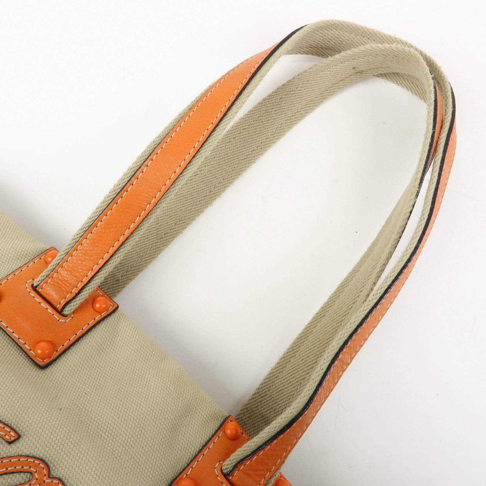 LOEWE Missy Canvas Leather 2Way Bag Tote Bag Beige Orange