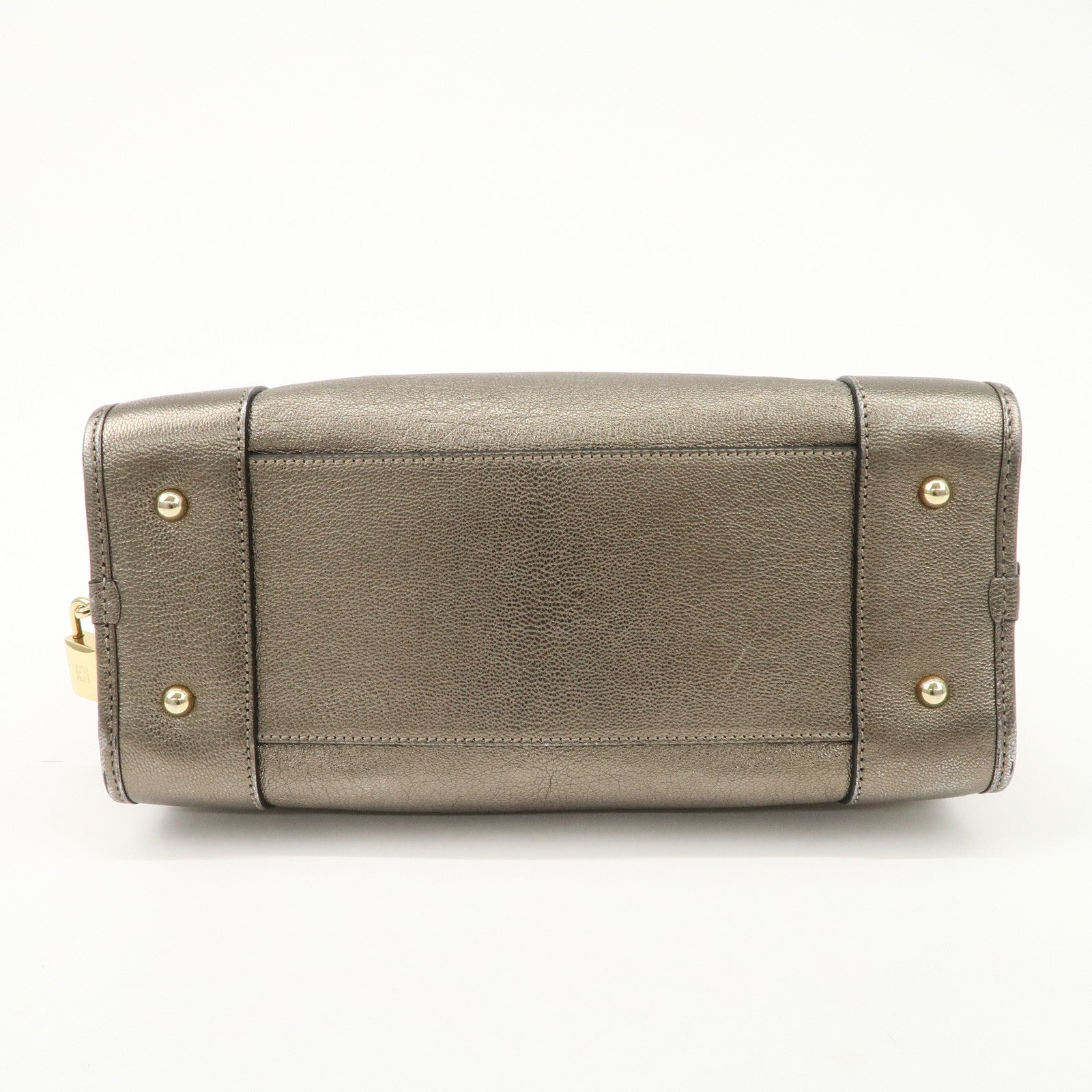 LOEWE Anagram Amazona 28 Leather Hand Bag Gold Used