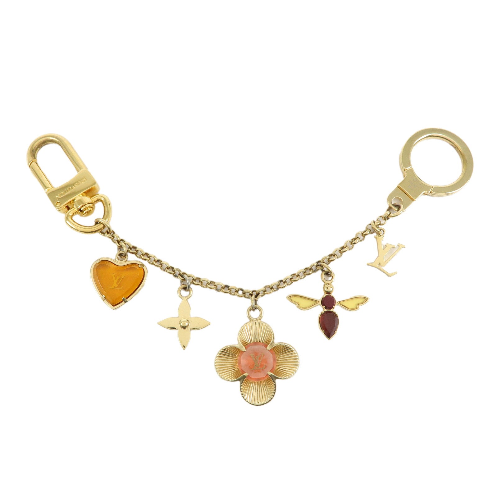 Louis Vuitton Bijou Sac Chaine Bee Fleur Bag Charm Gold M66911