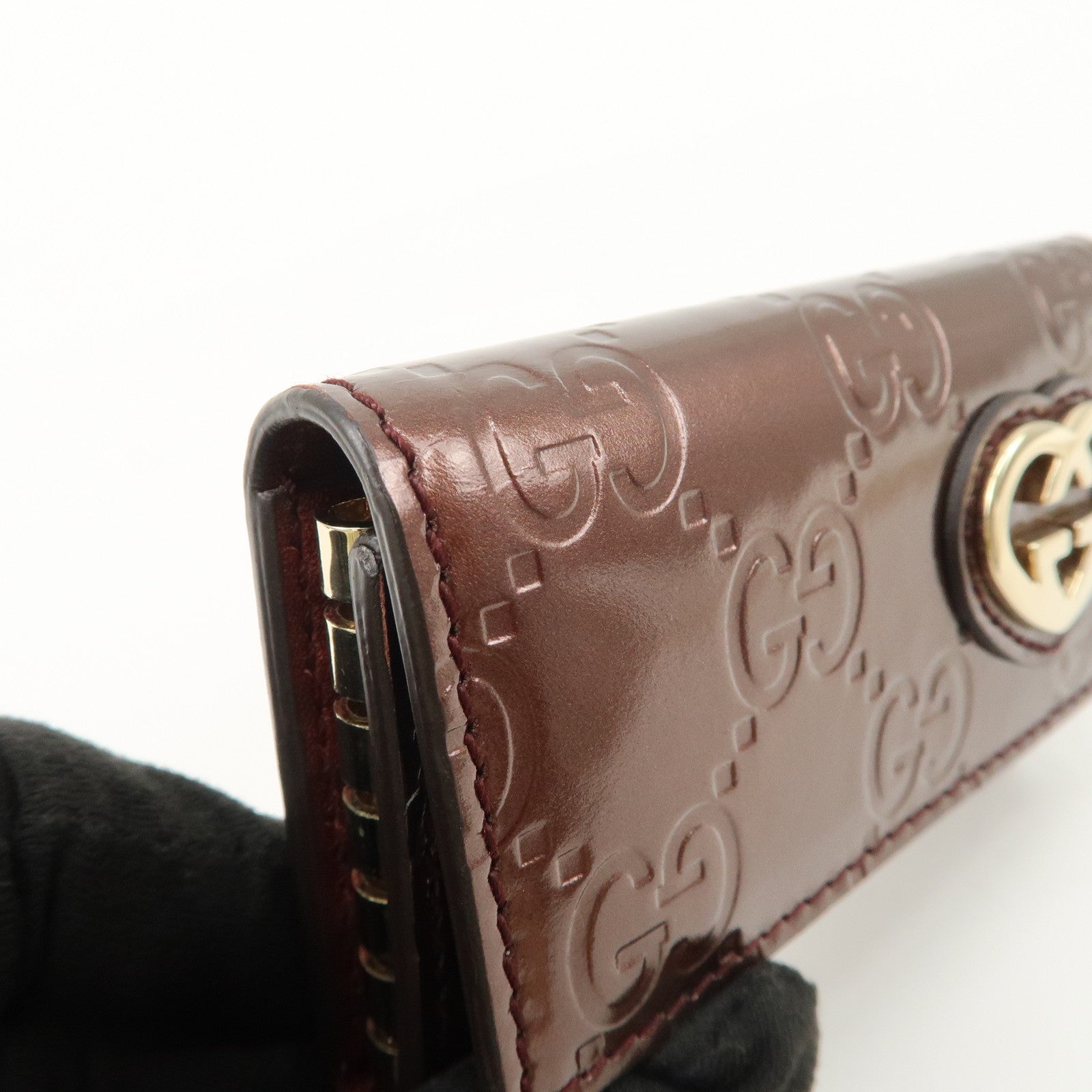 GUCCI Lovely Heart Guccissima Leather 6 Rings Key Case Brown 257217