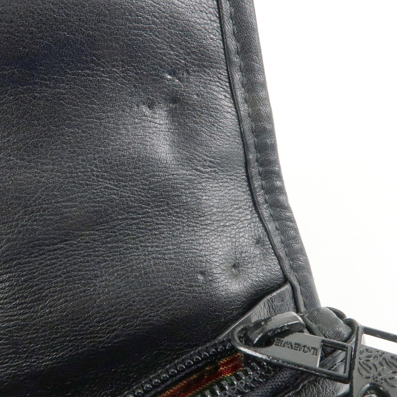 LOEWE Anagram Leather Clutch Bag Black Gold Hardware