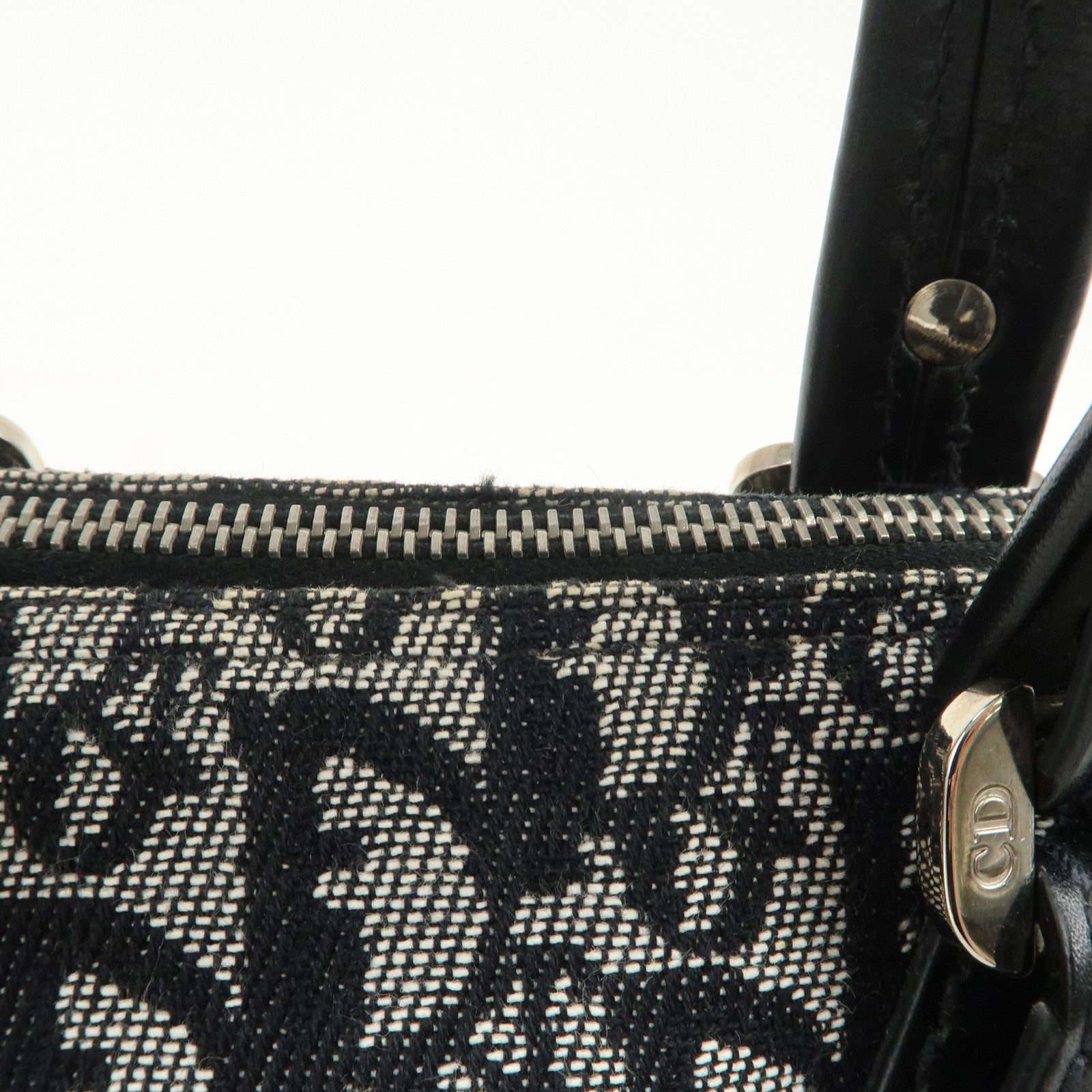 Christian Dior Trotter Canvas Leather Boston Bag Black