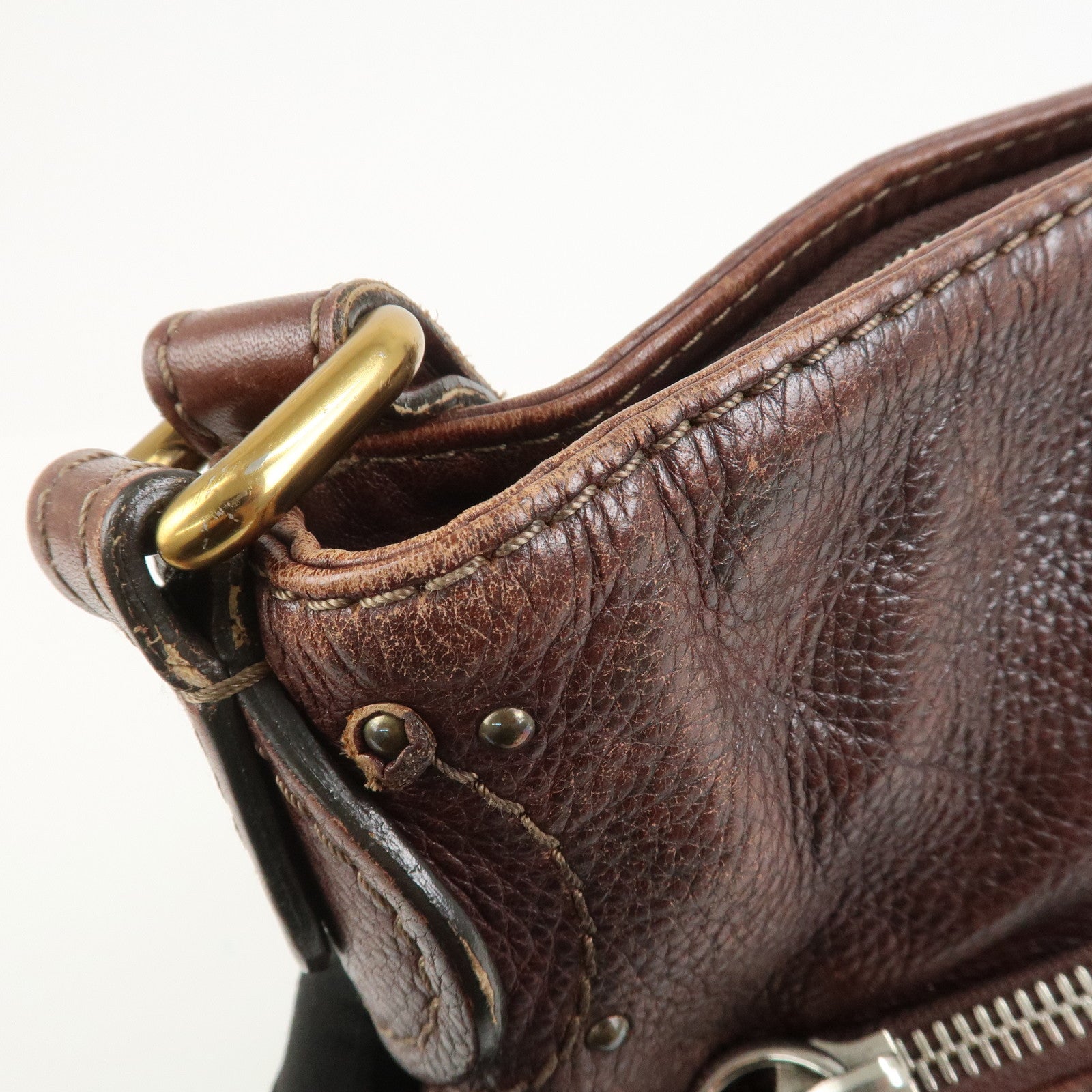 Chloe Paddington Leather Shoulder Crossbody Bag Brown