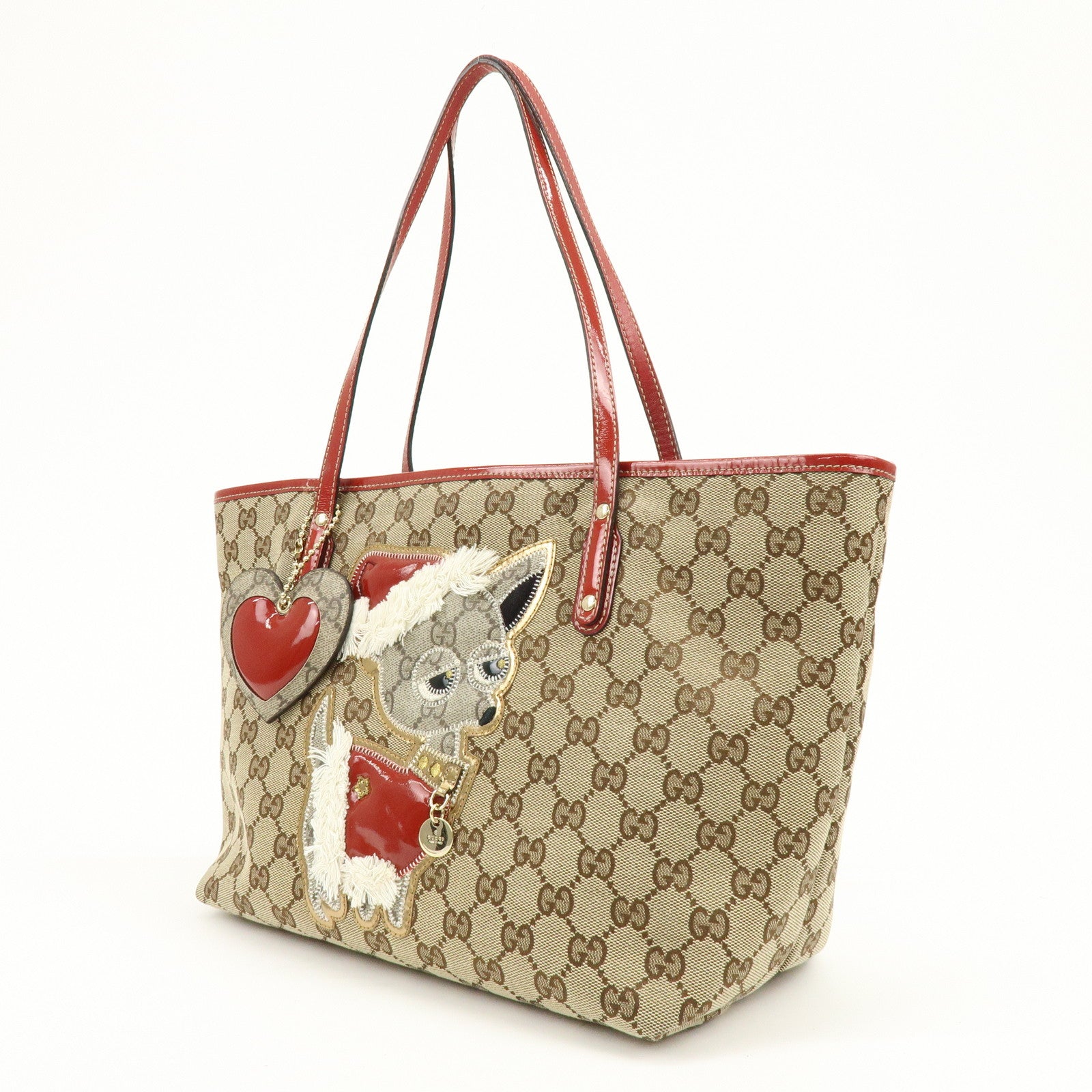GUCCI Gucciori GG Canvas Leather PVC Shoulder Bag Beige Red 212376