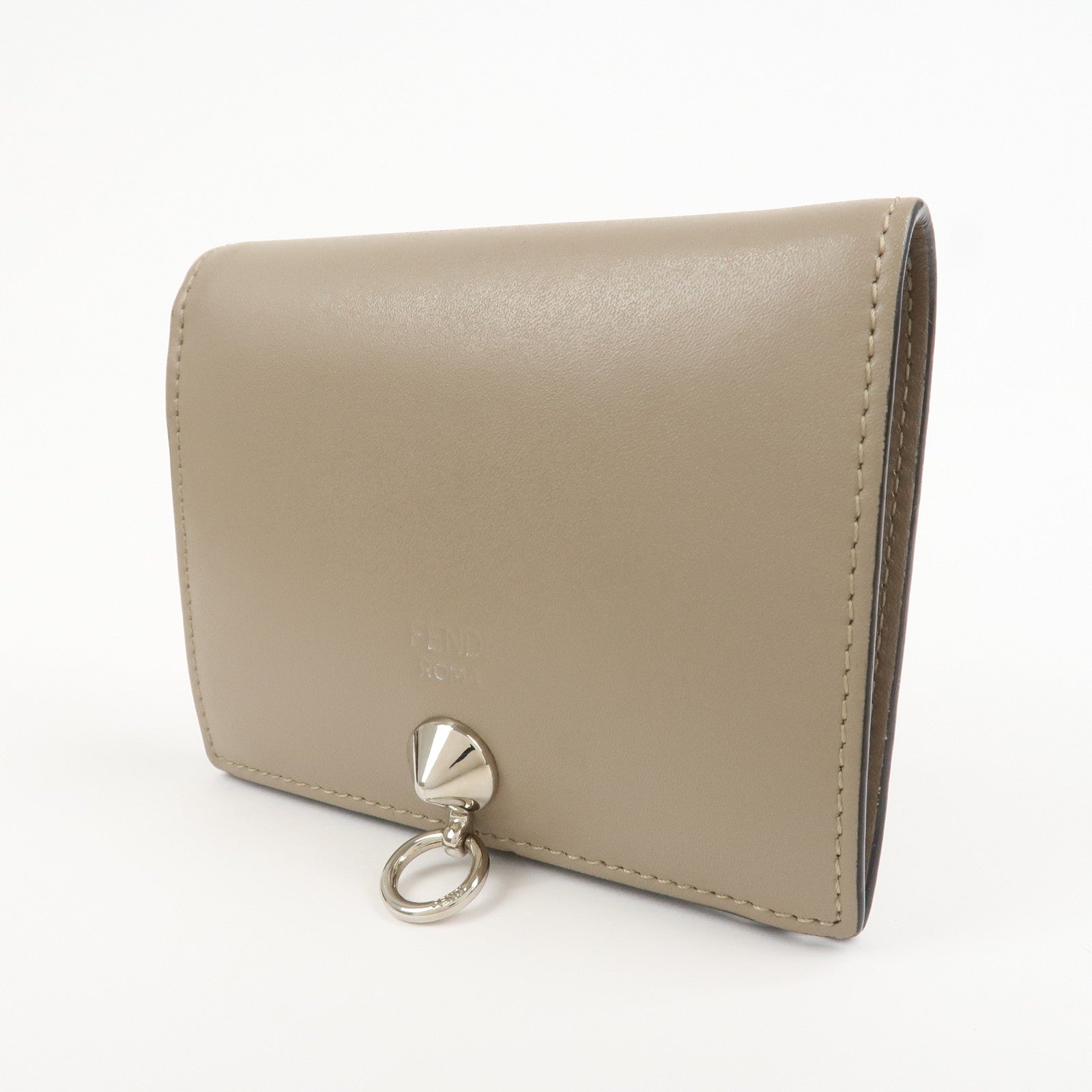 FENDI Leather Bi-fold Compact Wallet Brown 8M0387