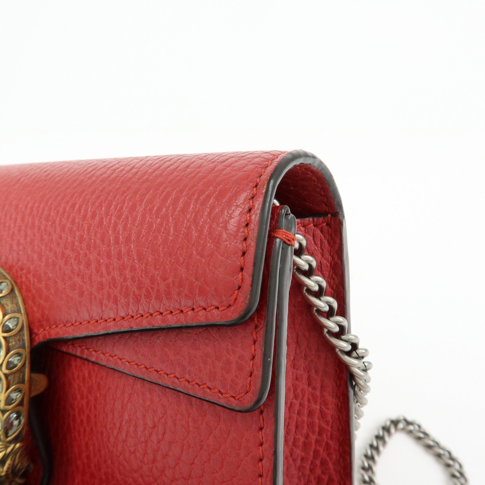 GUCCI Dionysus Super Mini Bag Leather Chain Shoulder Bag Red 476432