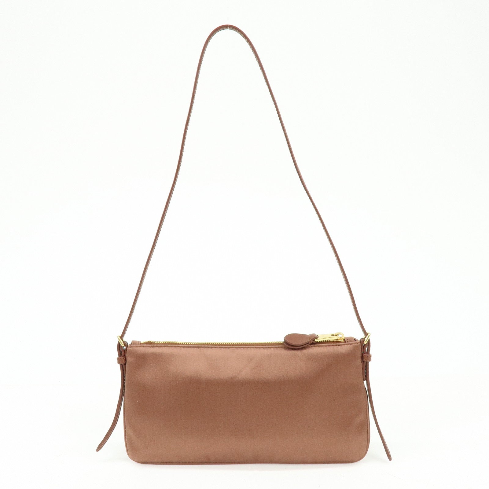 MIU MIU Logo Satin Mini Hand Bag Shoulder Bag Brown 5NI007