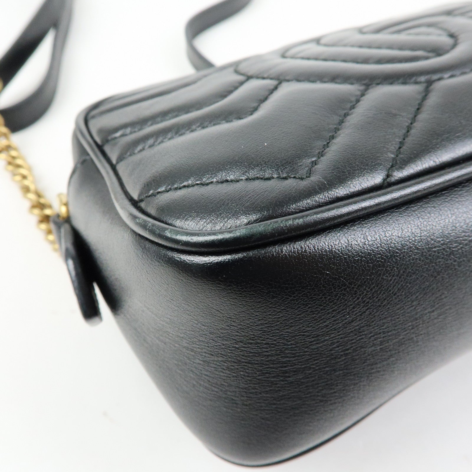 GUCCI GG Marmont Leather Shoulder Bag Crossbody Bag Black 448065