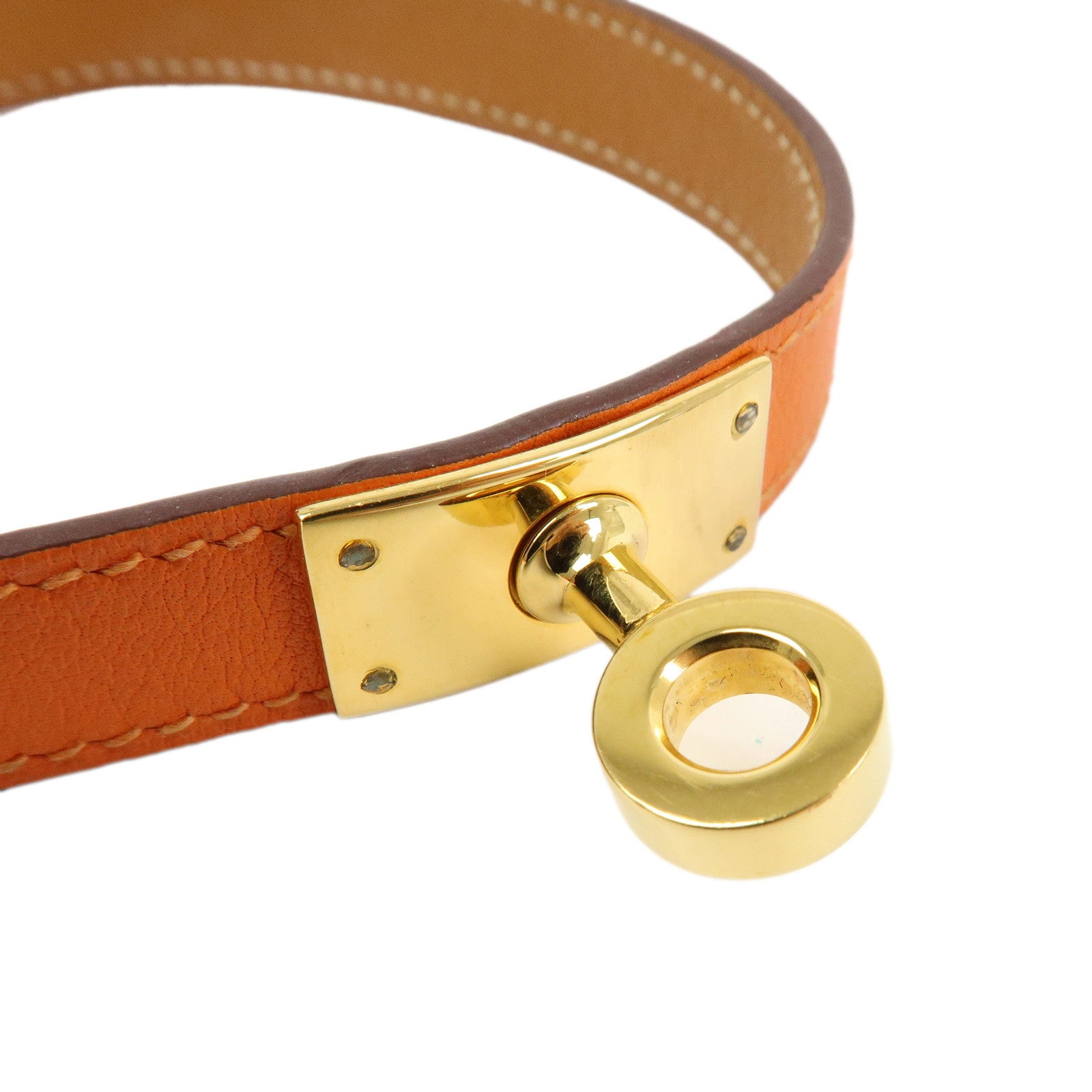 HERMES Mini Kelly Double Tour Leather Bracelet ▢P Stamped Size S