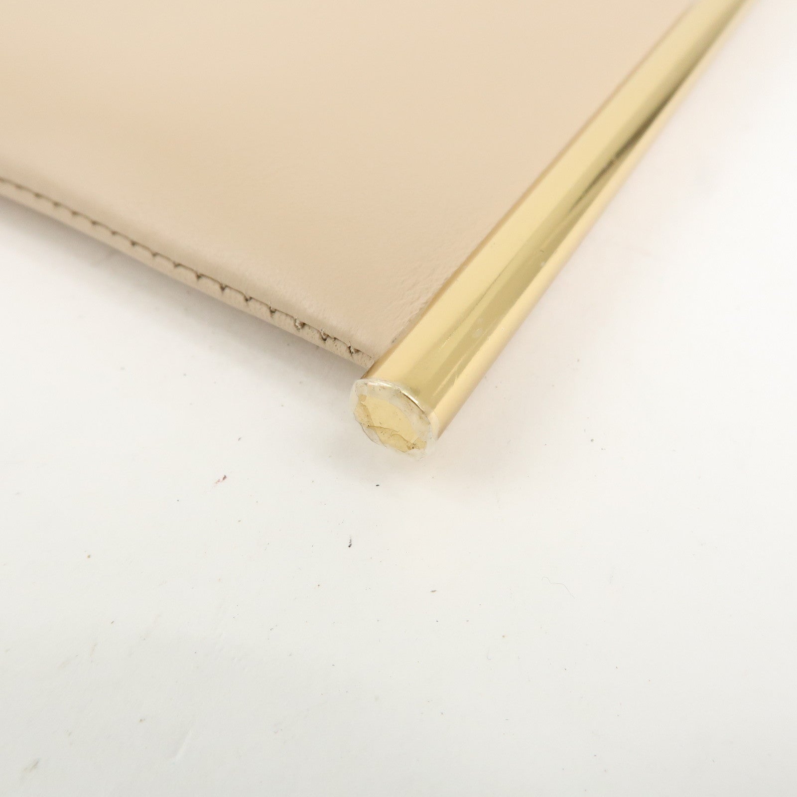 Chloe Roy Logo Leather Chain Shoulder Bag Clutch Bag Beige