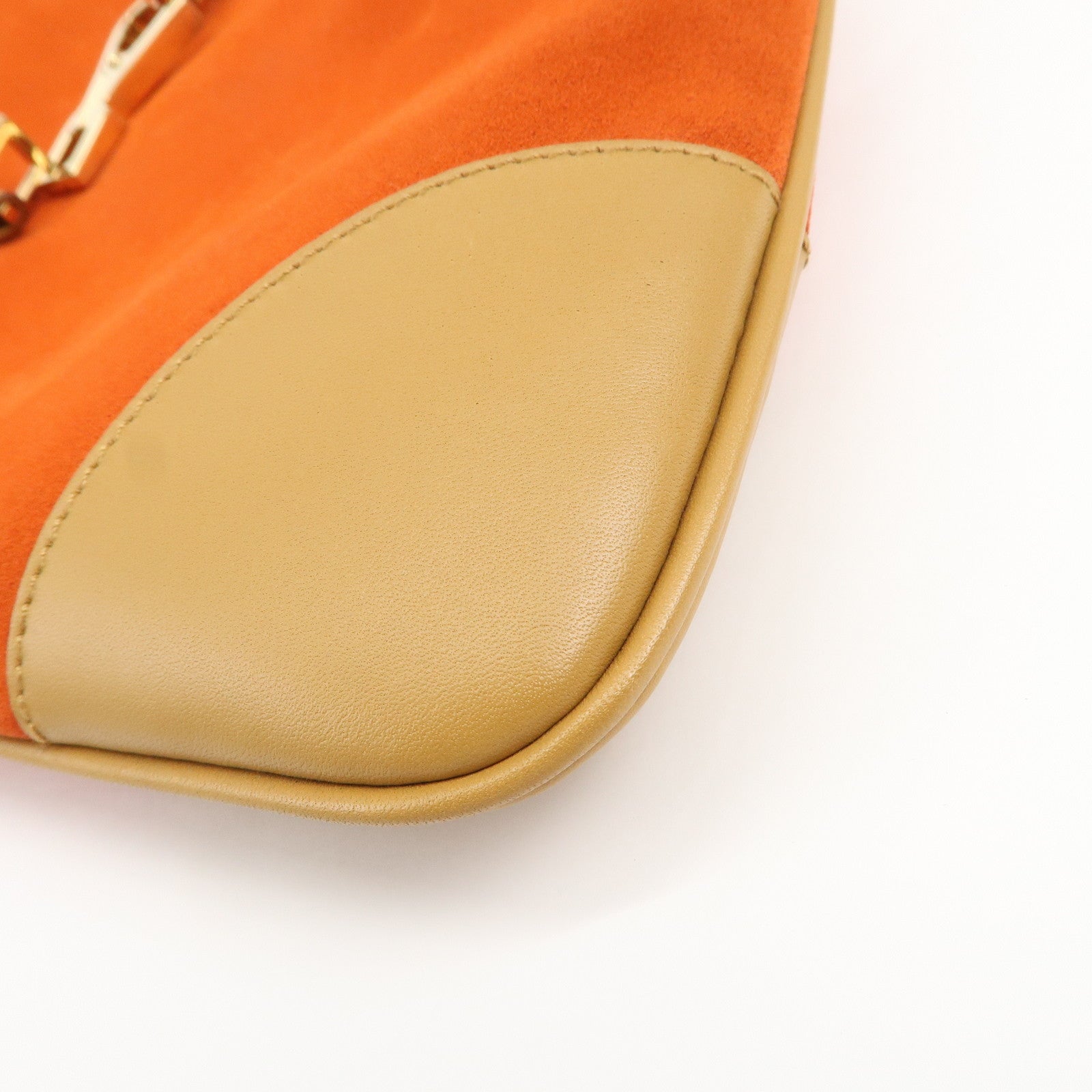GUCCI Bamboo Suede Leather Shoulder Bag Orange 001・4060・002058