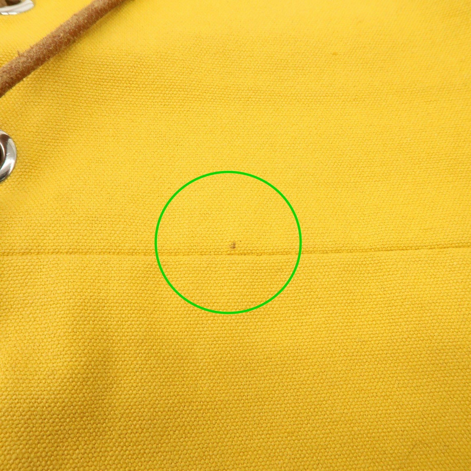 HERMES Porochon Mimil Canvas Leather PM Shoulder Bag Yellow Used