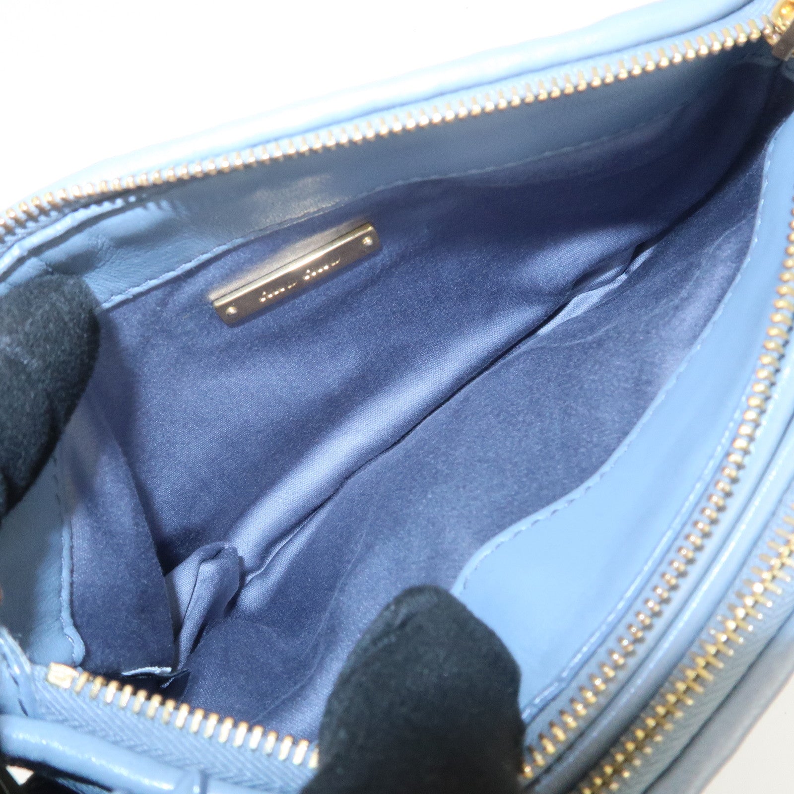 MIU MIU Matelasse Nappa Leather Shoulder Bag Light Blue 5BH057