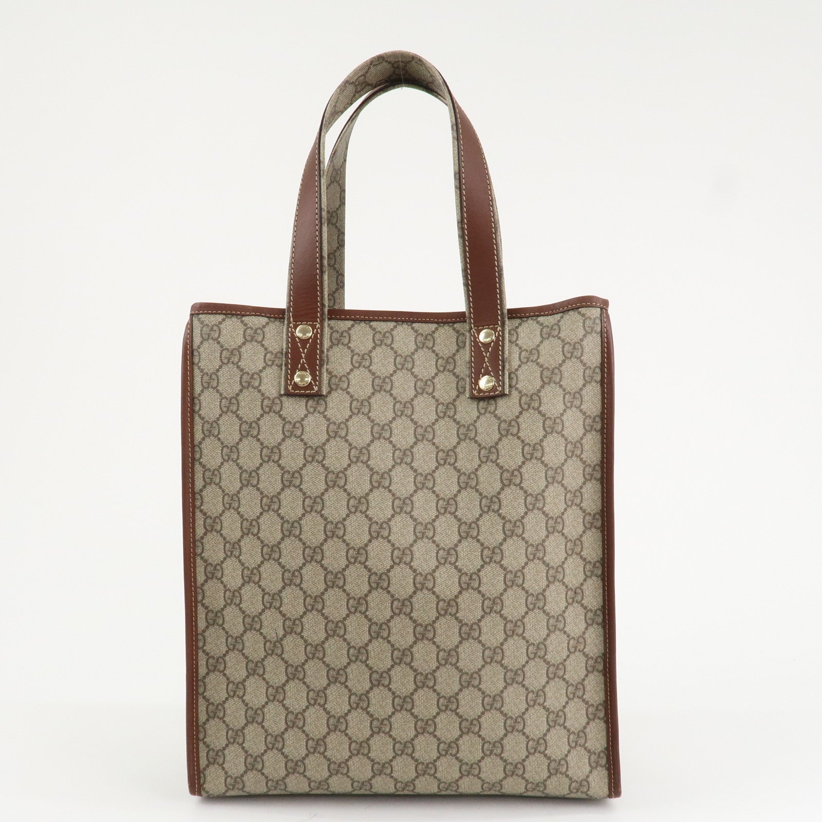 GUCCI Sherry GG Supreme Leather Tote Bag Beige Brown 211135 Used