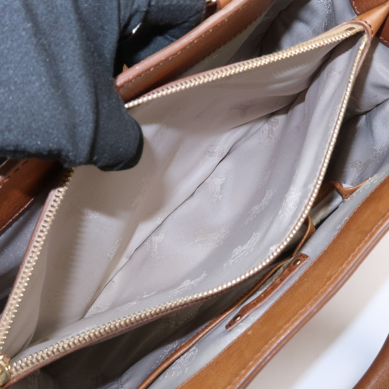 CELINE Logo Leather Boogie Bag Hand Bag Tote Bag Brown