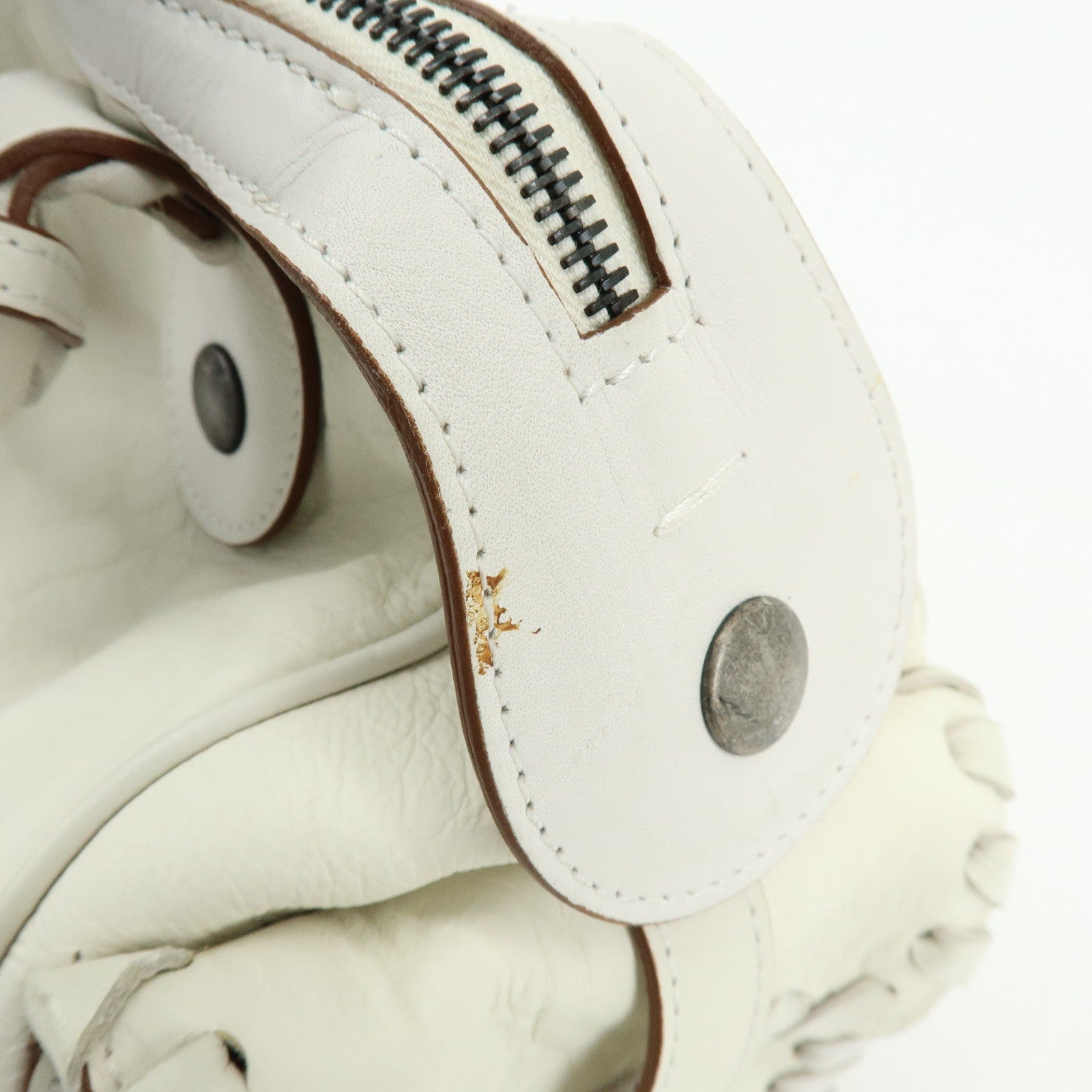 Chloe Silverado Leather Shoulder Bag Boston Bag Hand Bag White