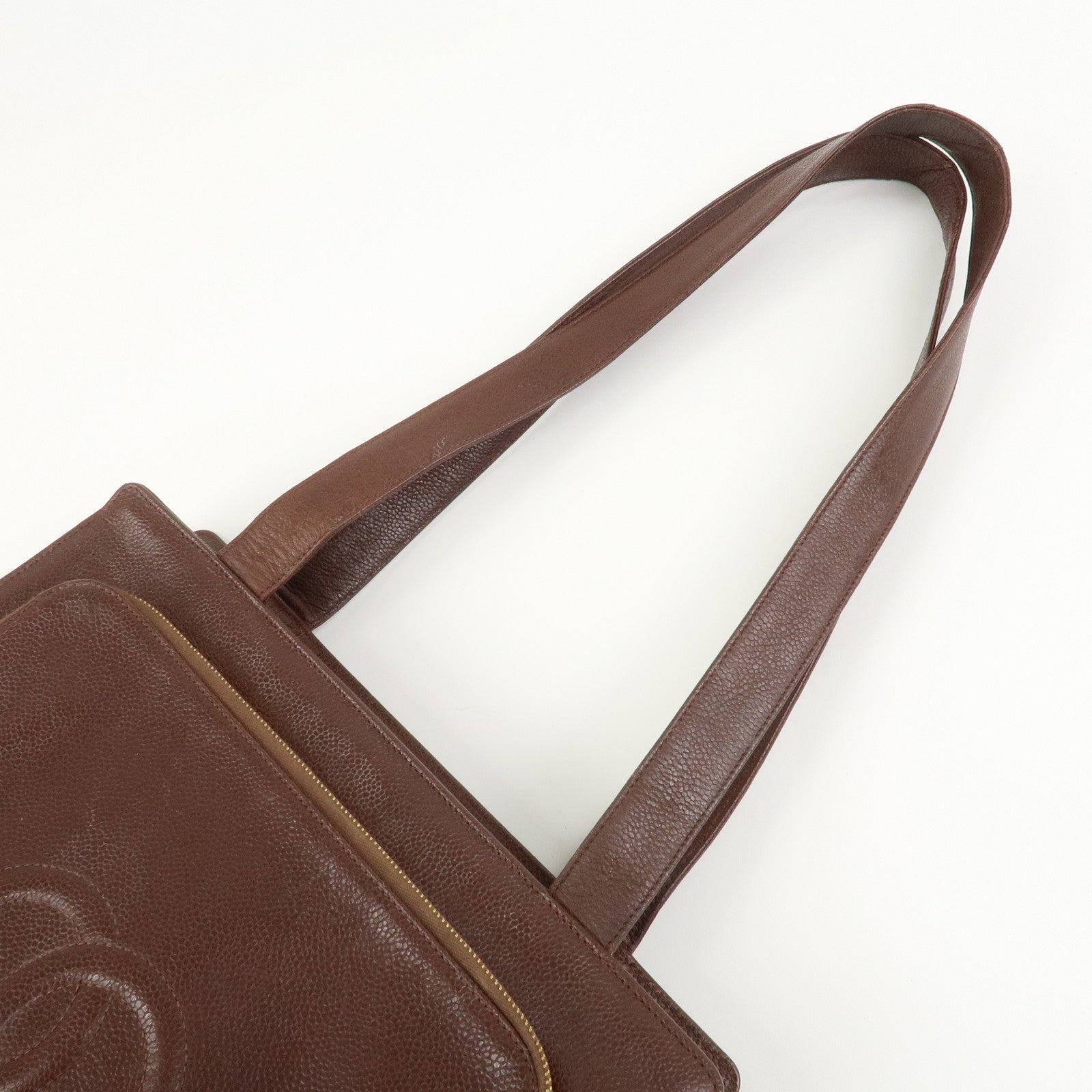 CHANEL COCO Mark Caviarskin Tote Bag Shoulder Bag Brown