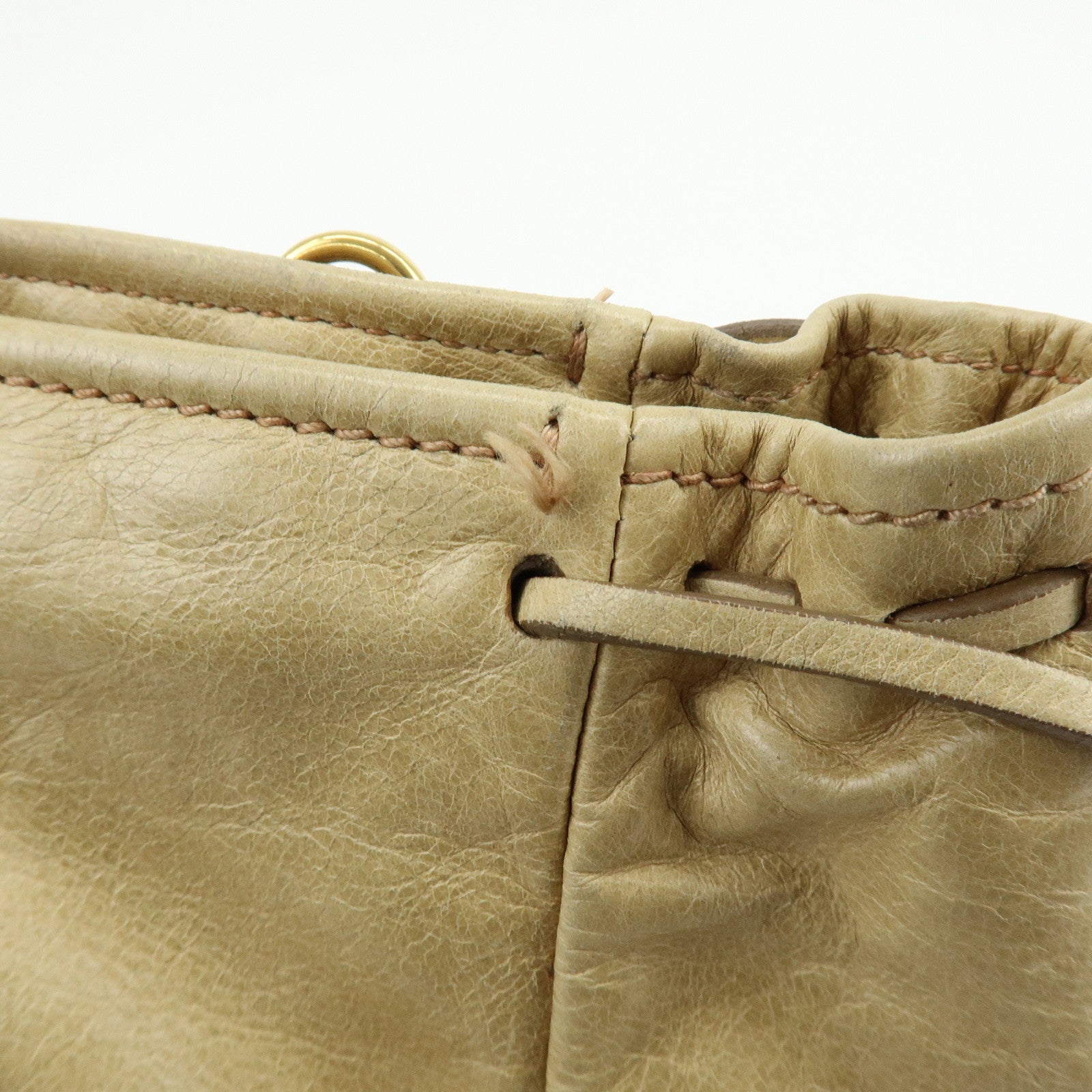 PRADA Logo Leather 2Way Shoulder Bag Hand Bag BN1921 Beige