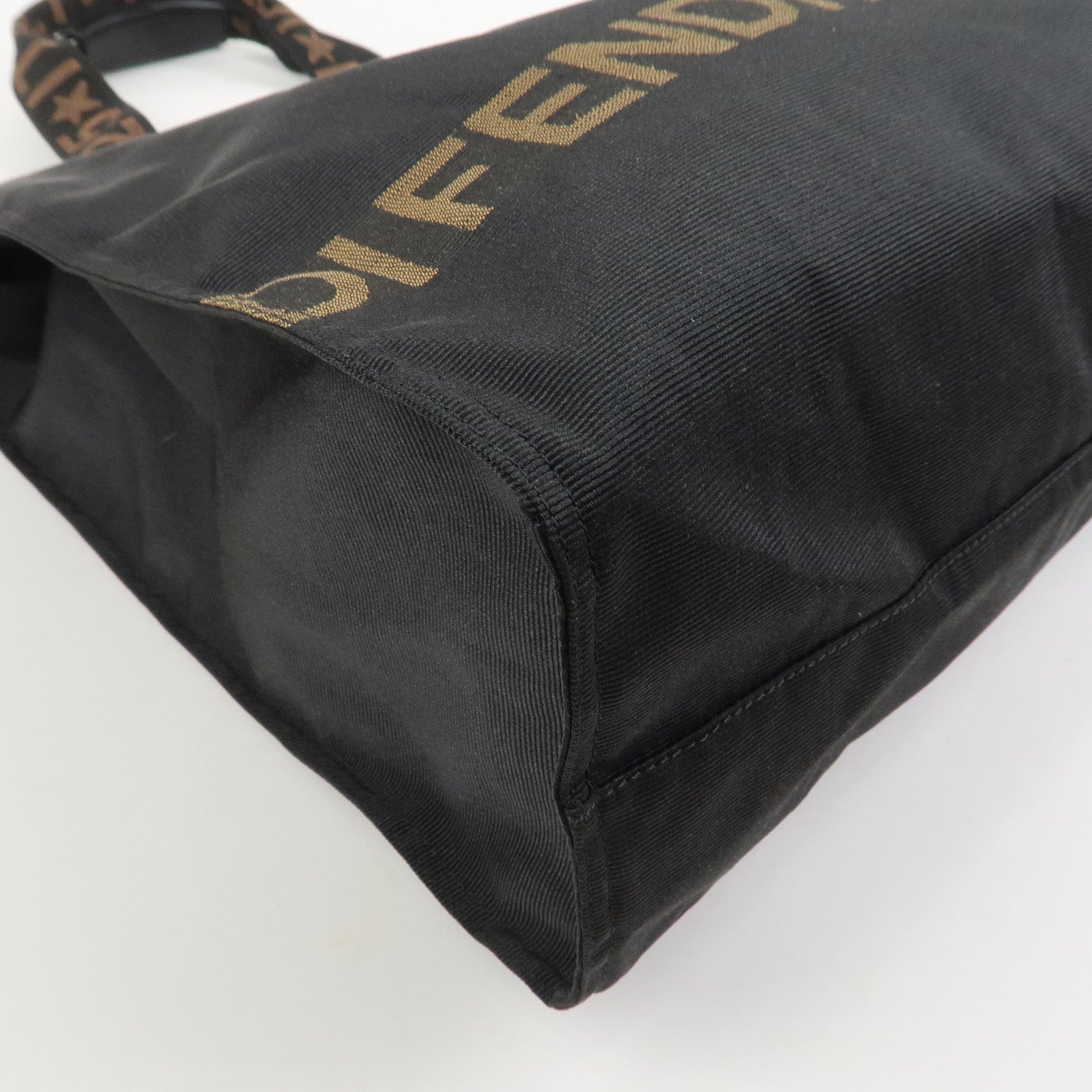 FENDI Nylon Leather Tote Bag Boston Bag Black 26680