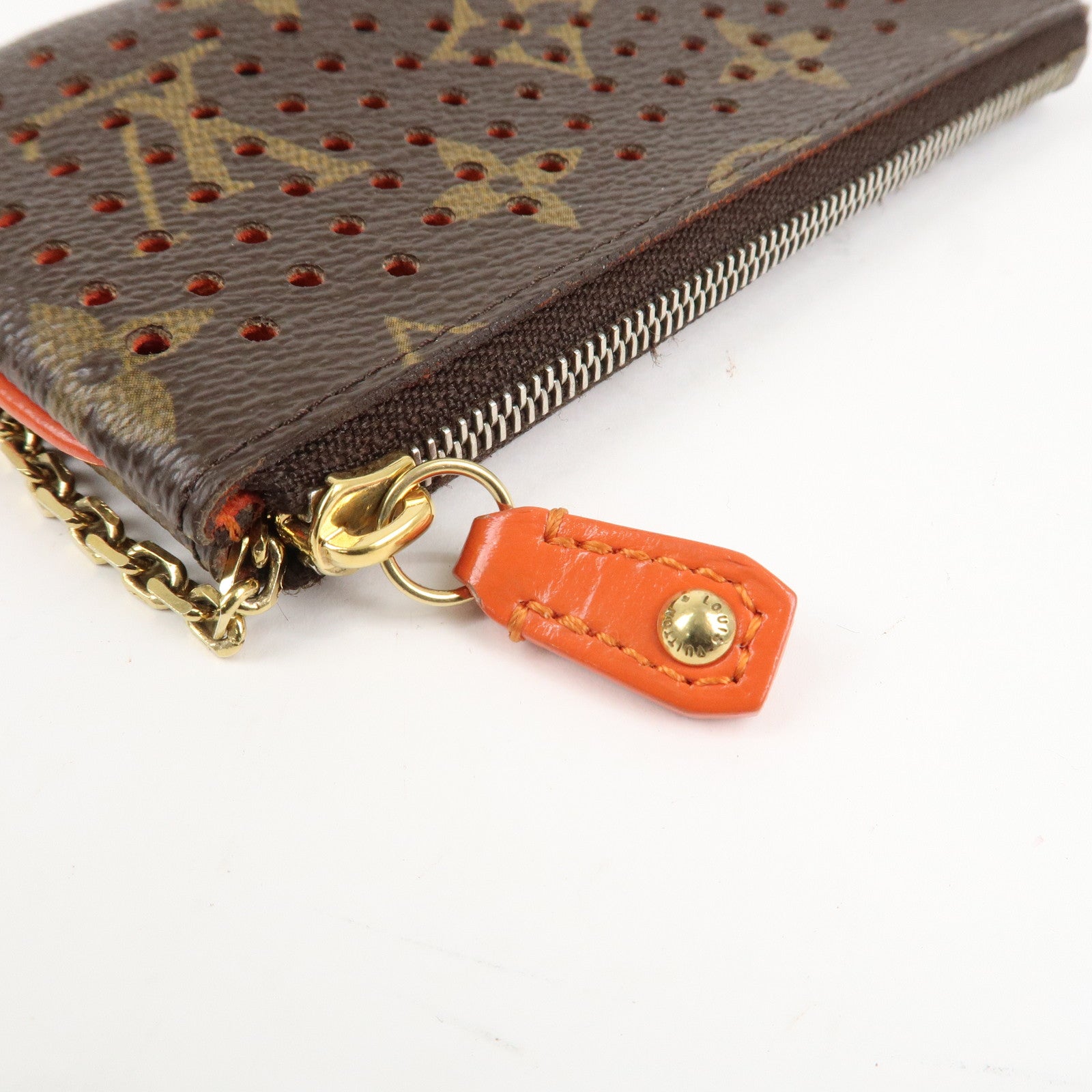 Louis Vuitton Monogram Canvas Perfo Pochette Cles Orange M95222 Used