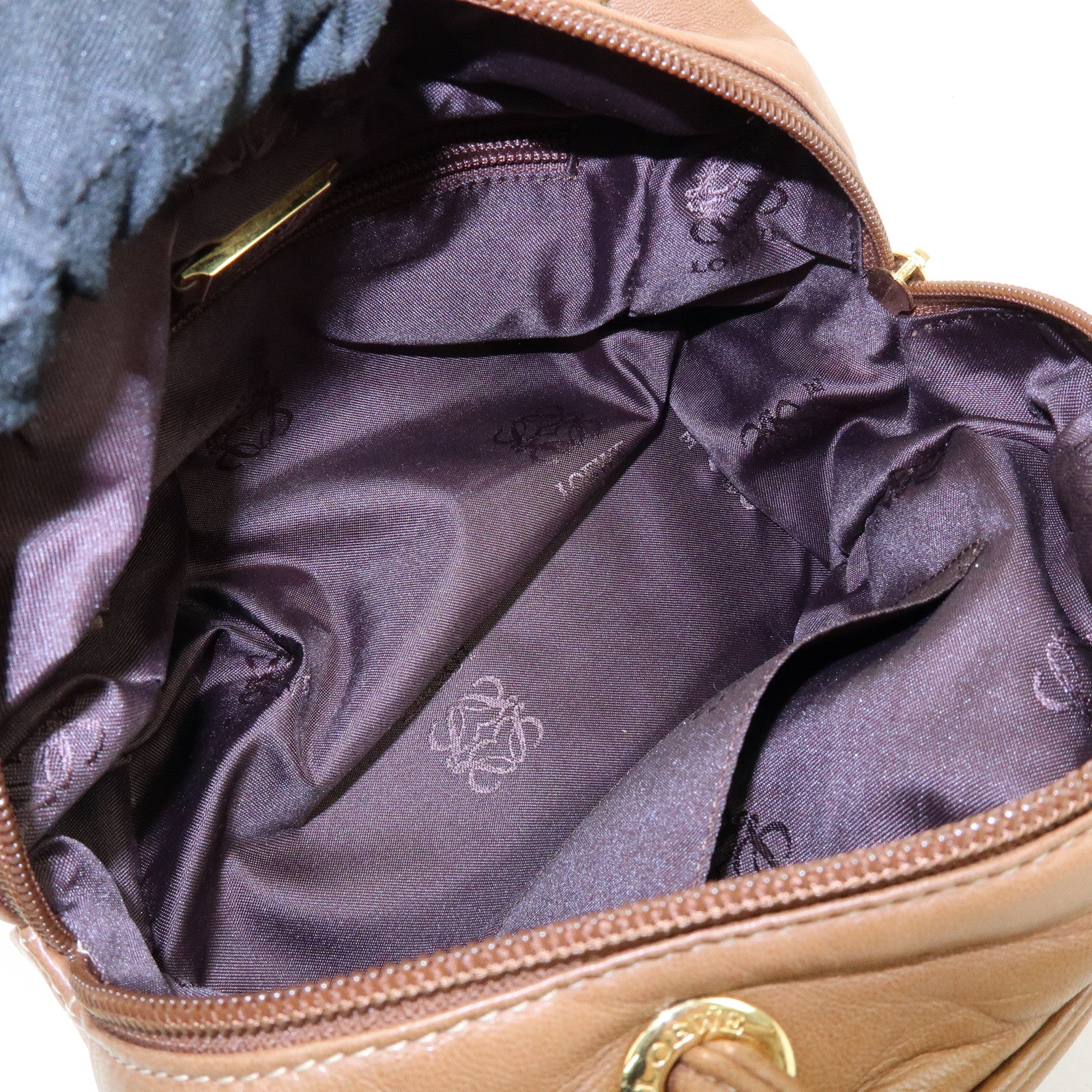 LOEWE Anagram Nappa Leather Hand Bag Mini Boston Bag Brown