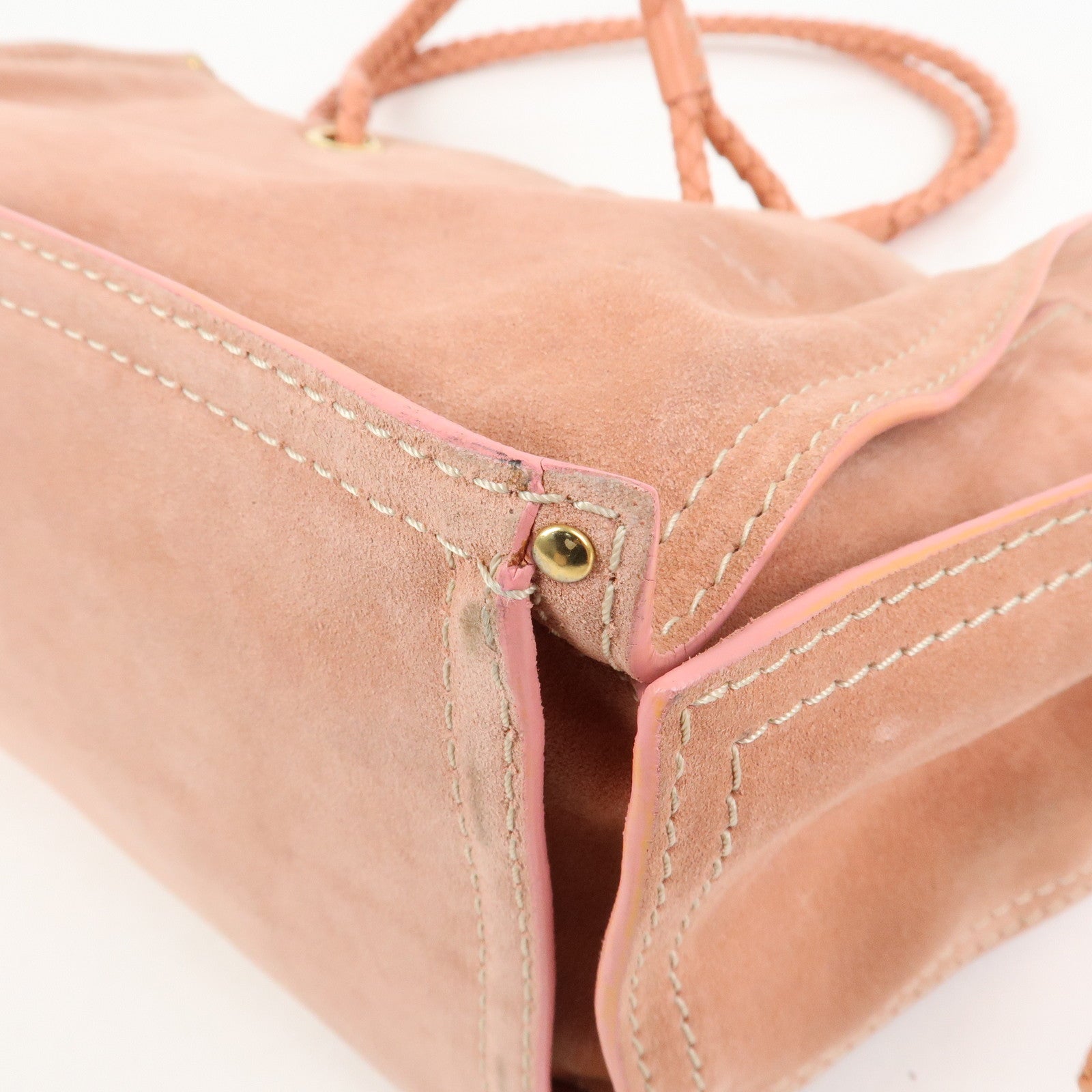 LOEWE Suede Leather Shopper Tote Bag Shoulder Bag Pink