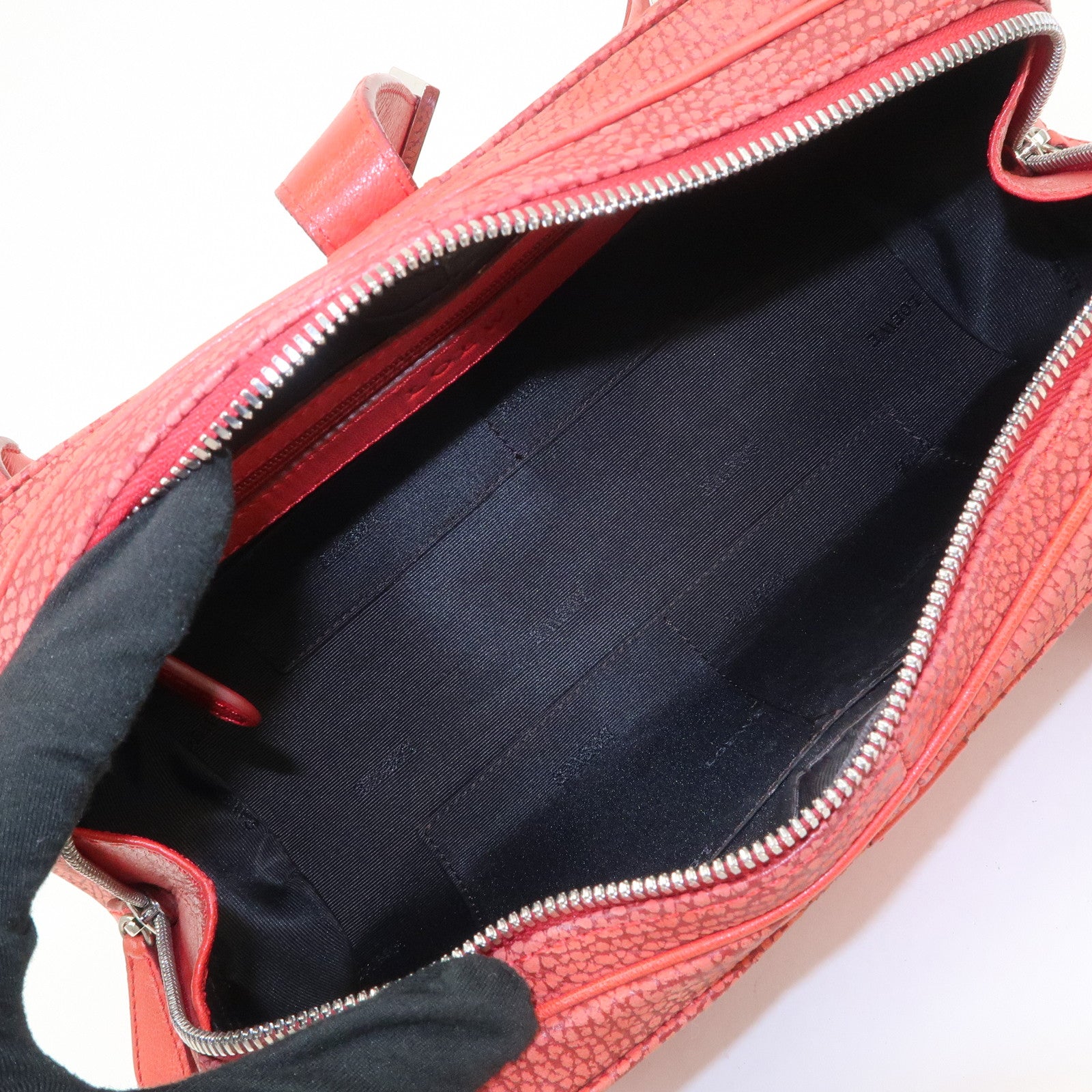 LOEWE Logo Senda Leather Shoulder Bag Hand Bag Red