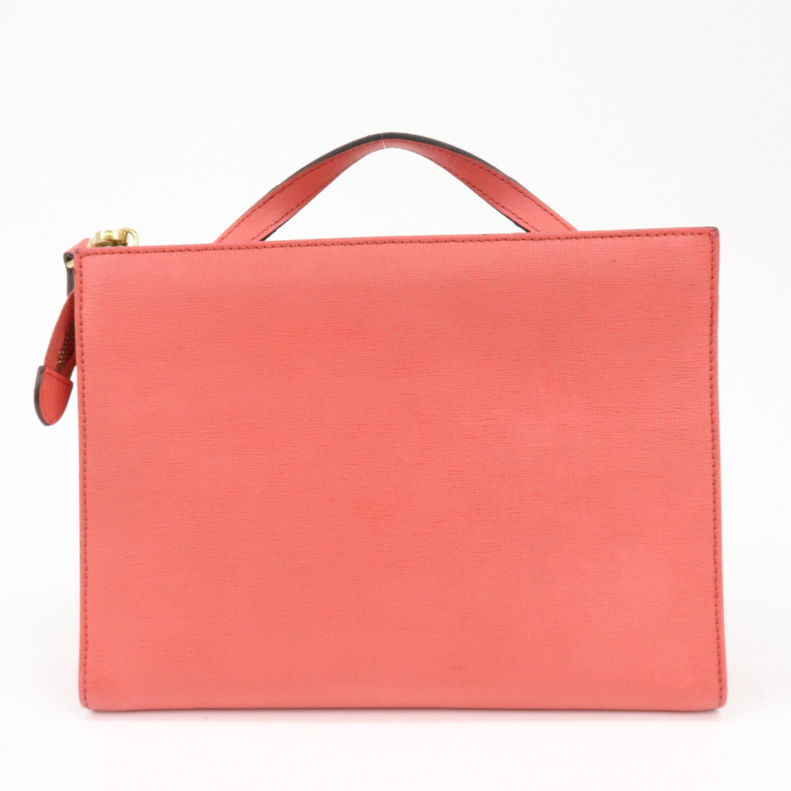FENDI Demi Jour Leather 2Way Bag Hand Bag Shoulder Bag Coral 8BT222