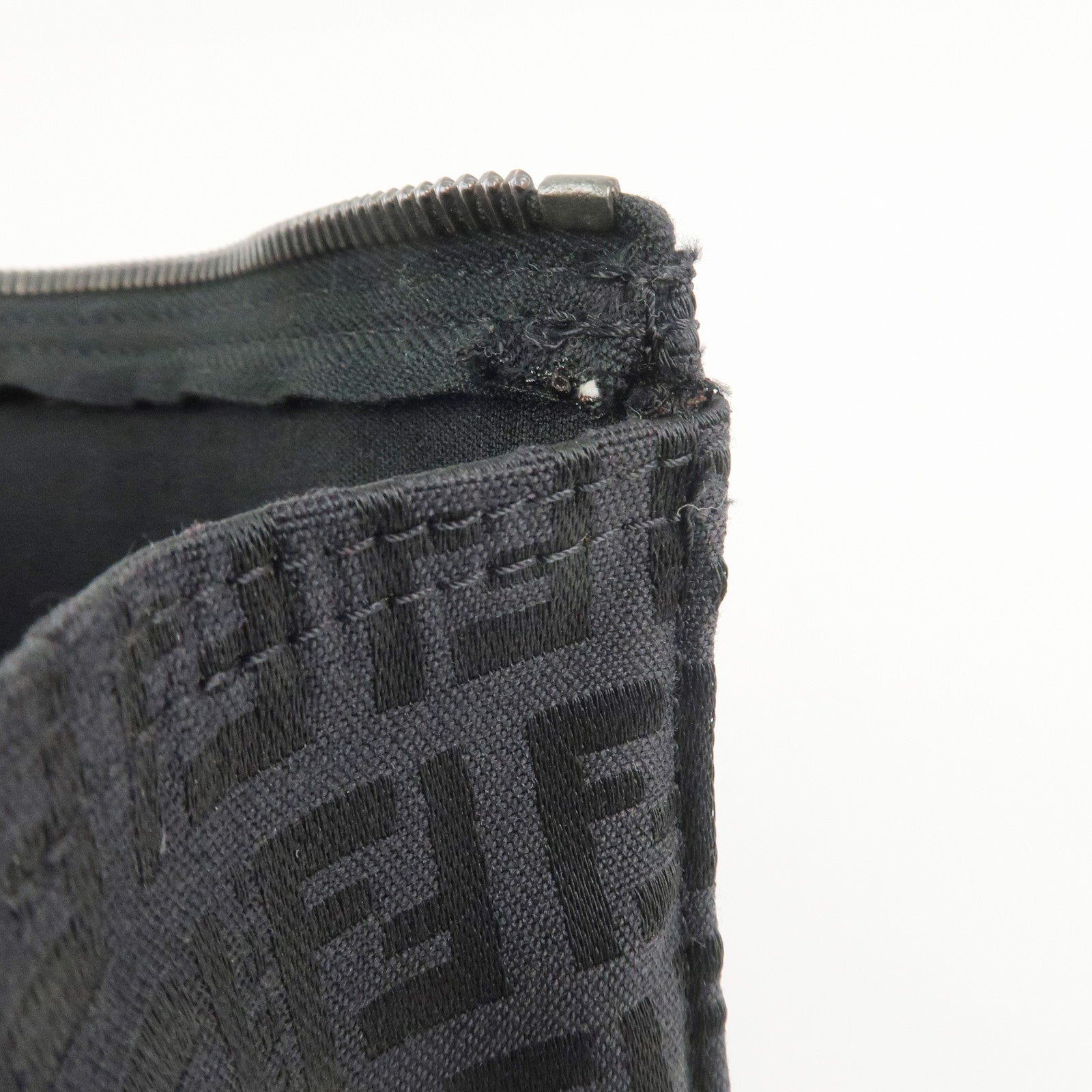 FENDI Zucchino Logo Canvas Cosmetic Pouch Black 7N0007
