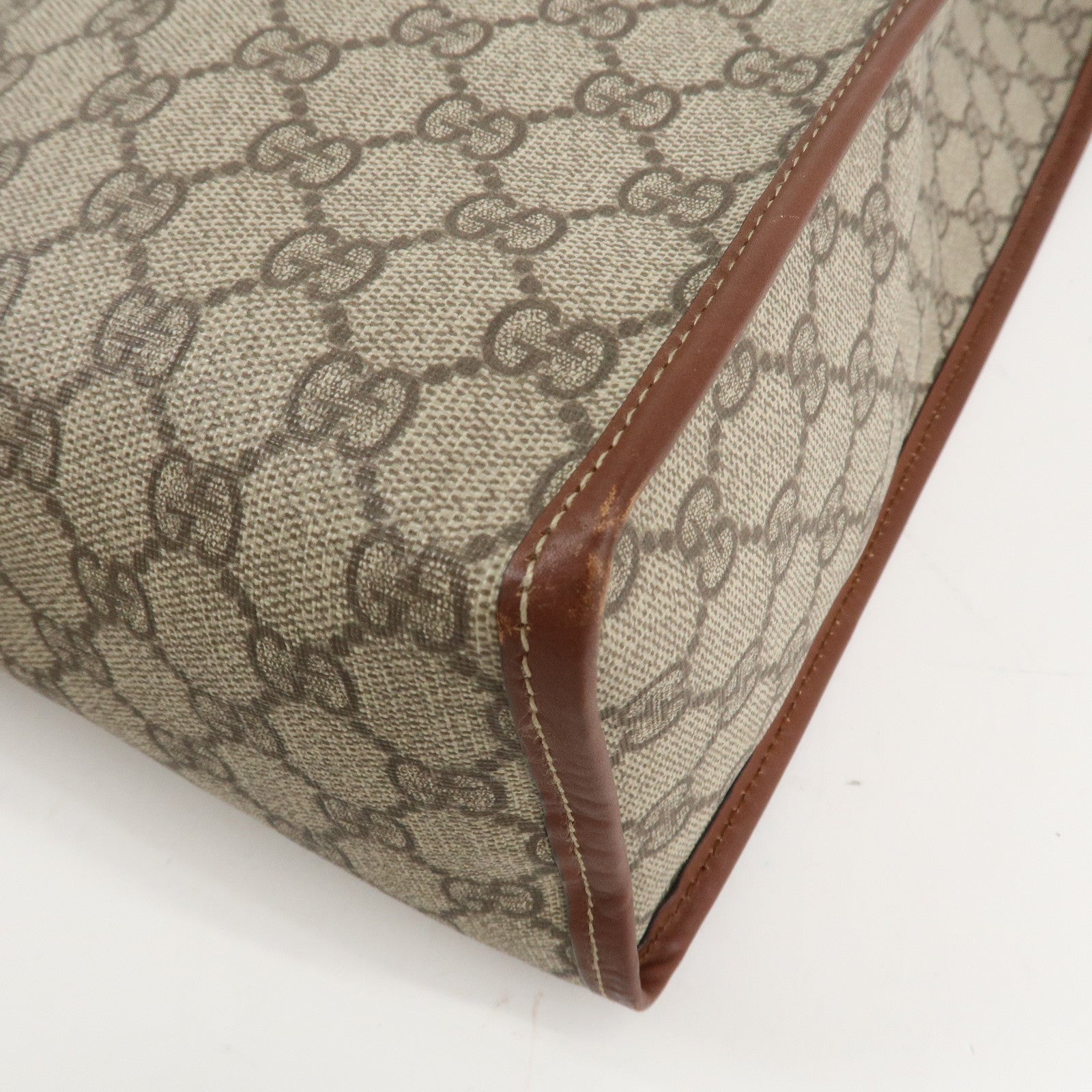 GUCCI Sherry GG Supreme Leather Tote Bag Beige Brown 211135 Used