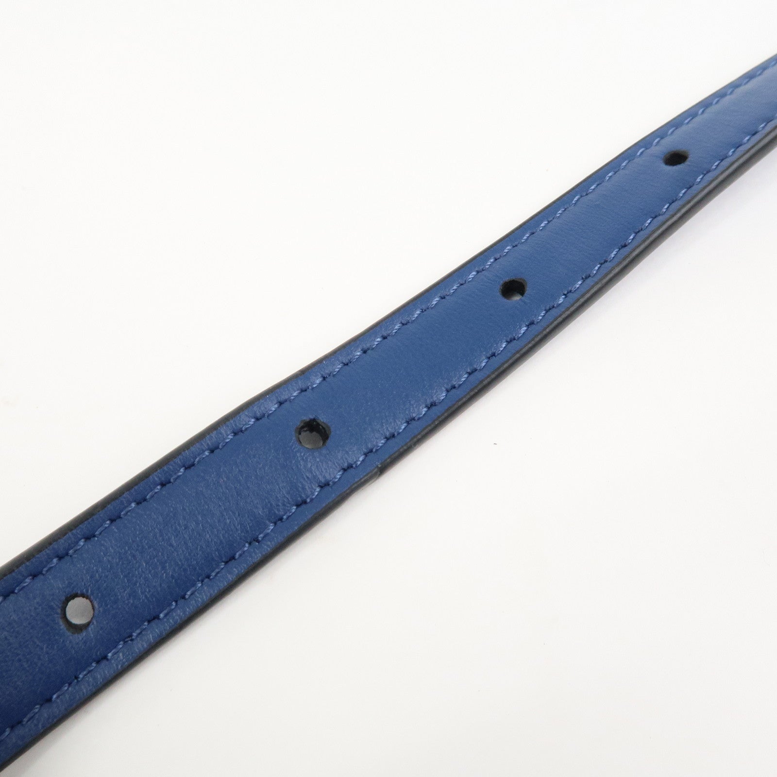 GIANNI VERSACE Denim Leather Chain Shoulder Bag Blue