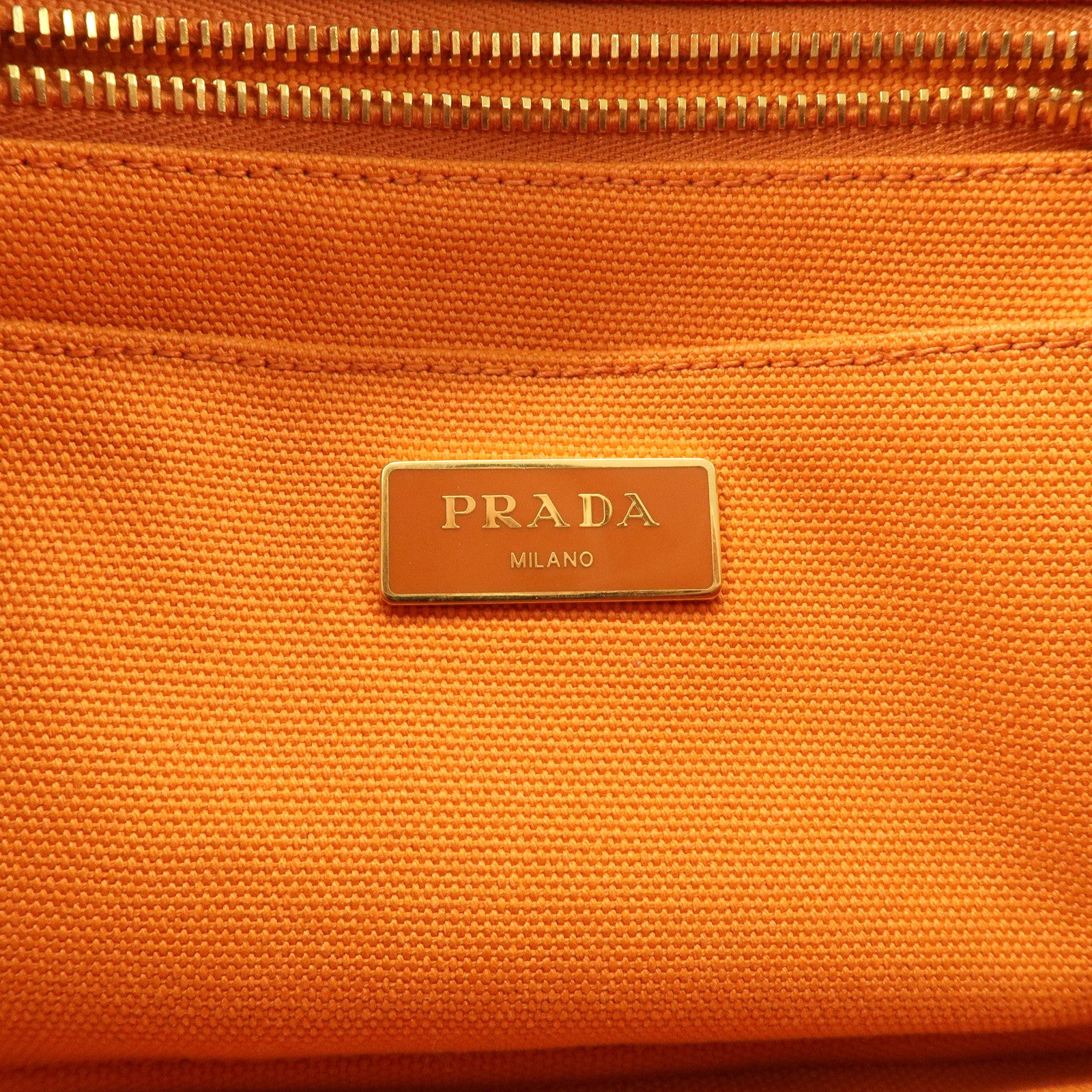 PRADA Logo Canapa Mini Canvas Tote Bag Hand Bag Orange BN2439