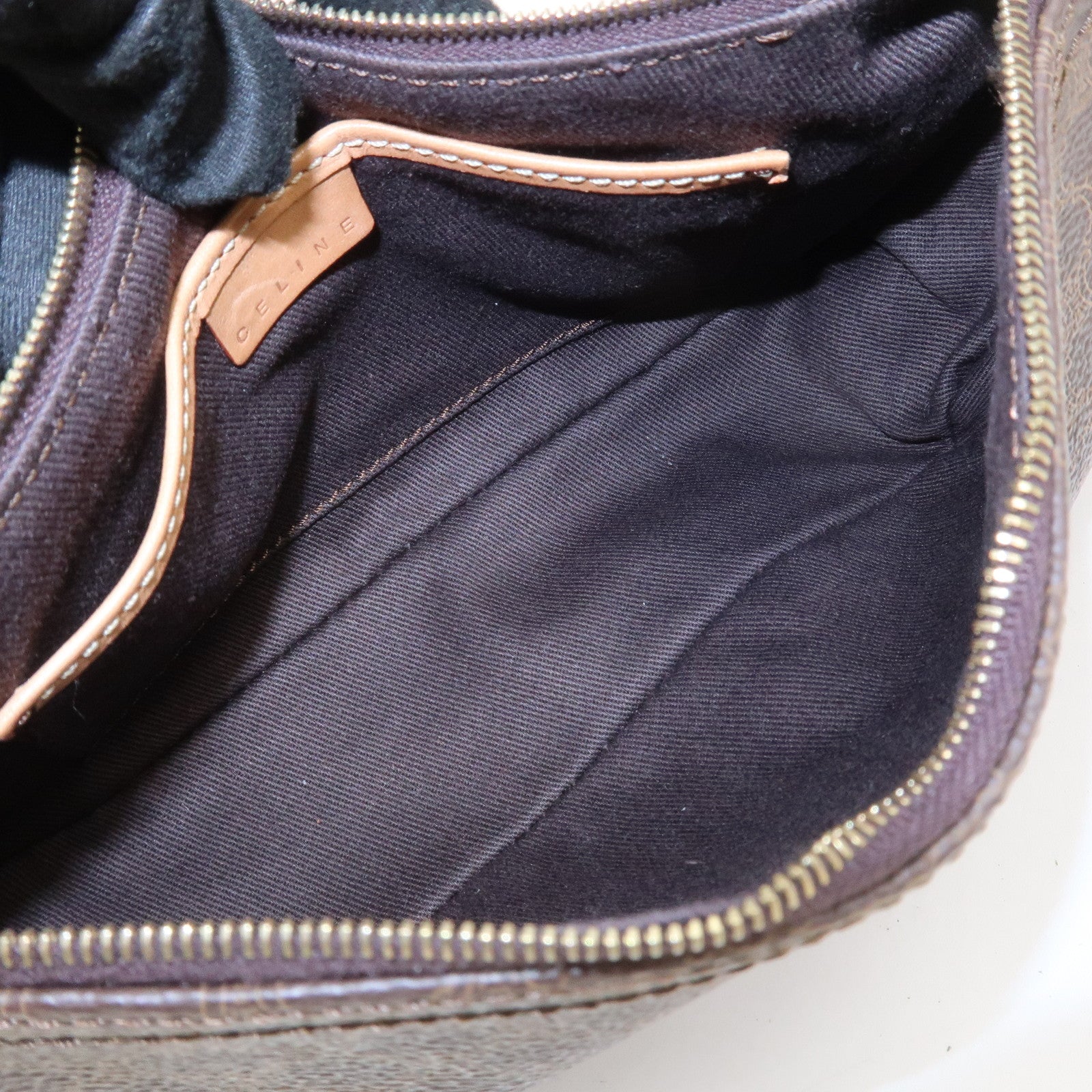 CELINE Macadam Logo PVC Leather Shoulder Bag Hand Bag Brown