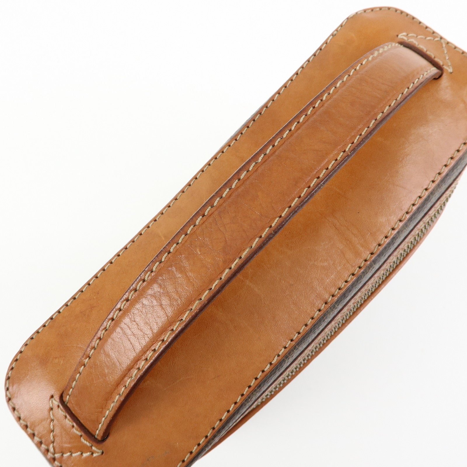 CELINE Macadam PVC Leather Hand Bag Vanity Bag Brown