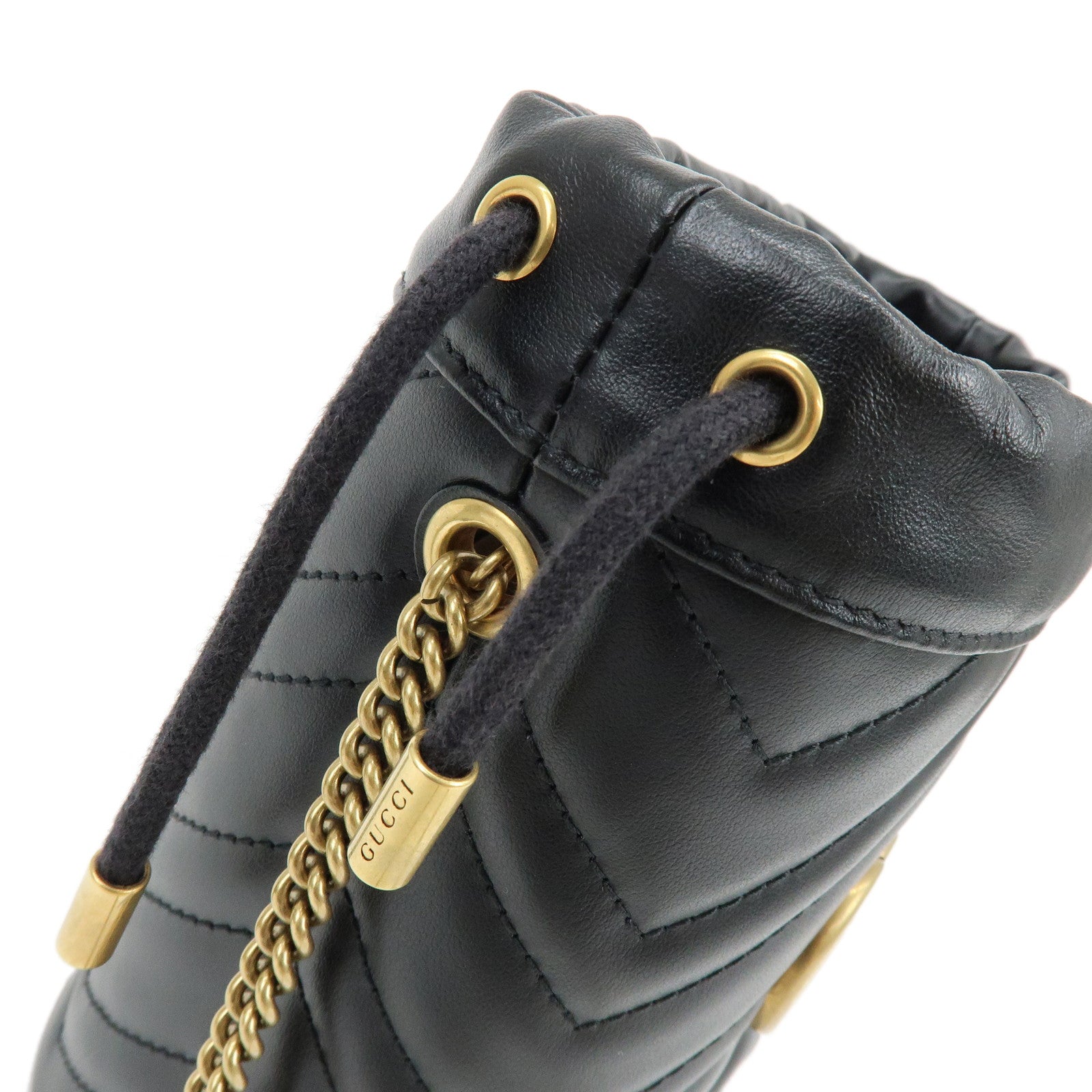 GUCCI GG Marmont Leather Small Bucket Bag Chain Shoulder Bag 57516