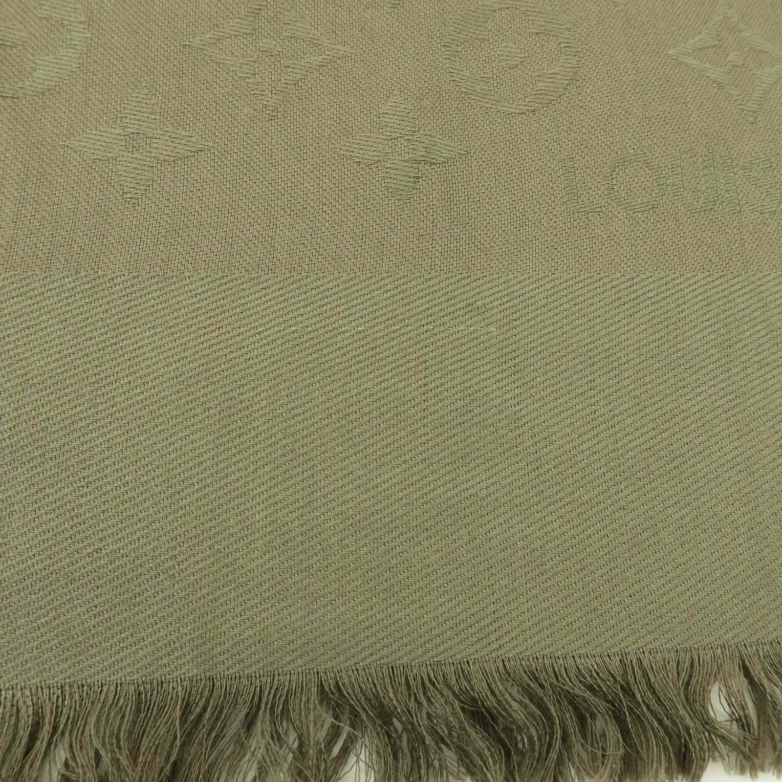 Louis Vuitton Monogram Silk Wool Scarf Shawl Khaki M72238