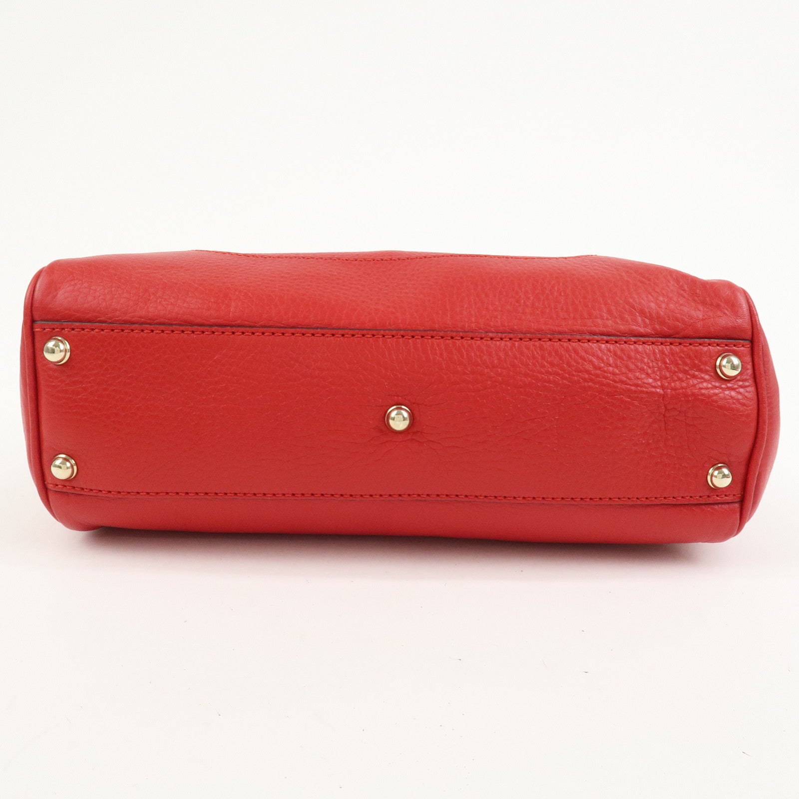 GUCCI Bamboo Leather 2Way Shoulder Bag Hand Bag Red 308360