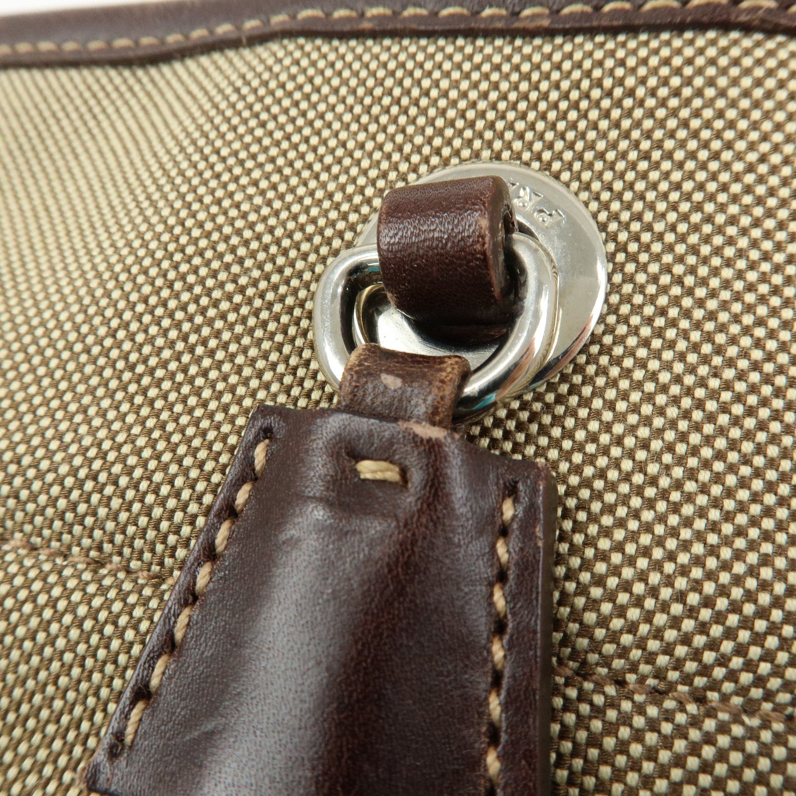 PRADA Logo Jacquard Leather Shoulder Crossbody Bag Brown BT0551